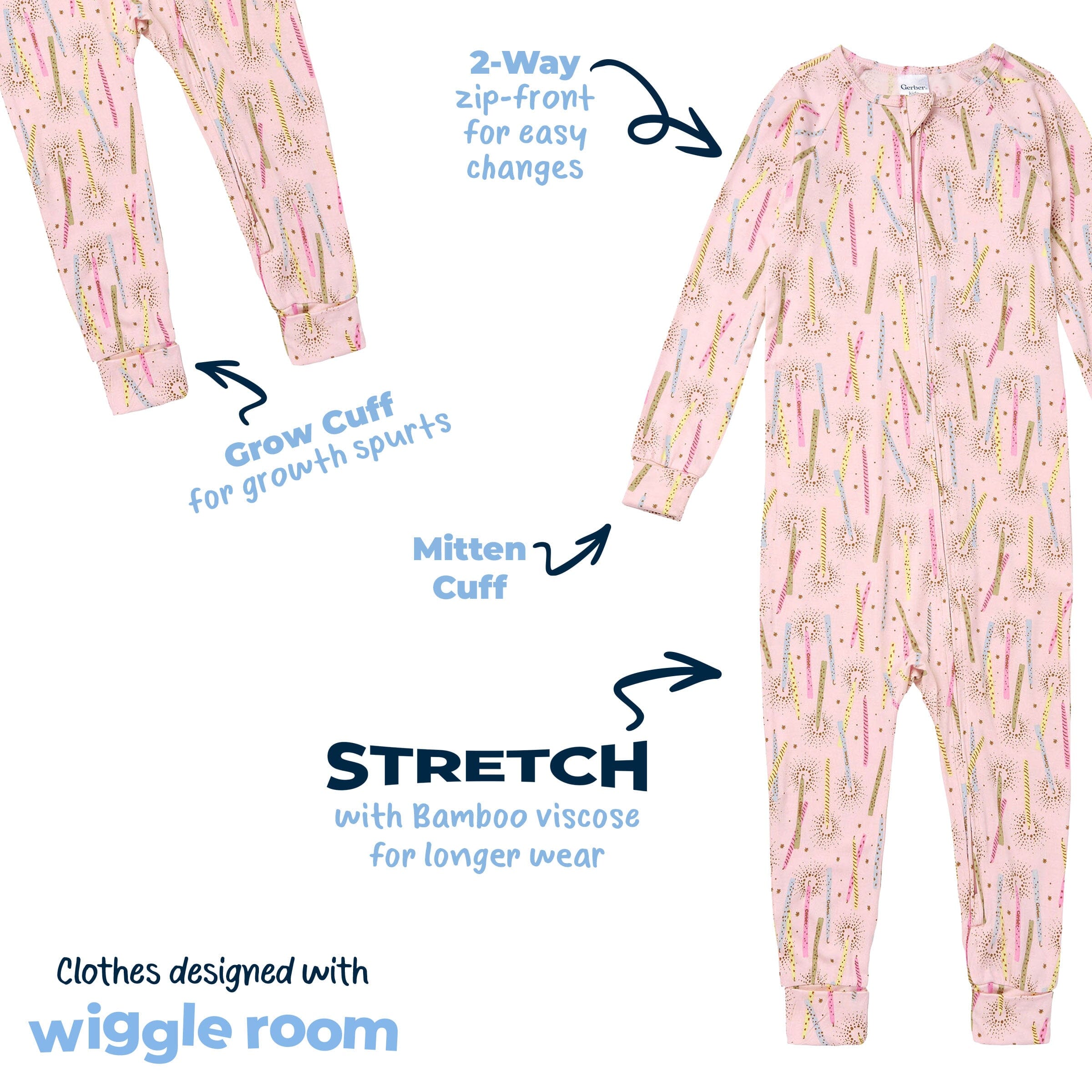 Infant & Toddler Girls Pink Candle Snug Fit Footless Pajamas - Image 5