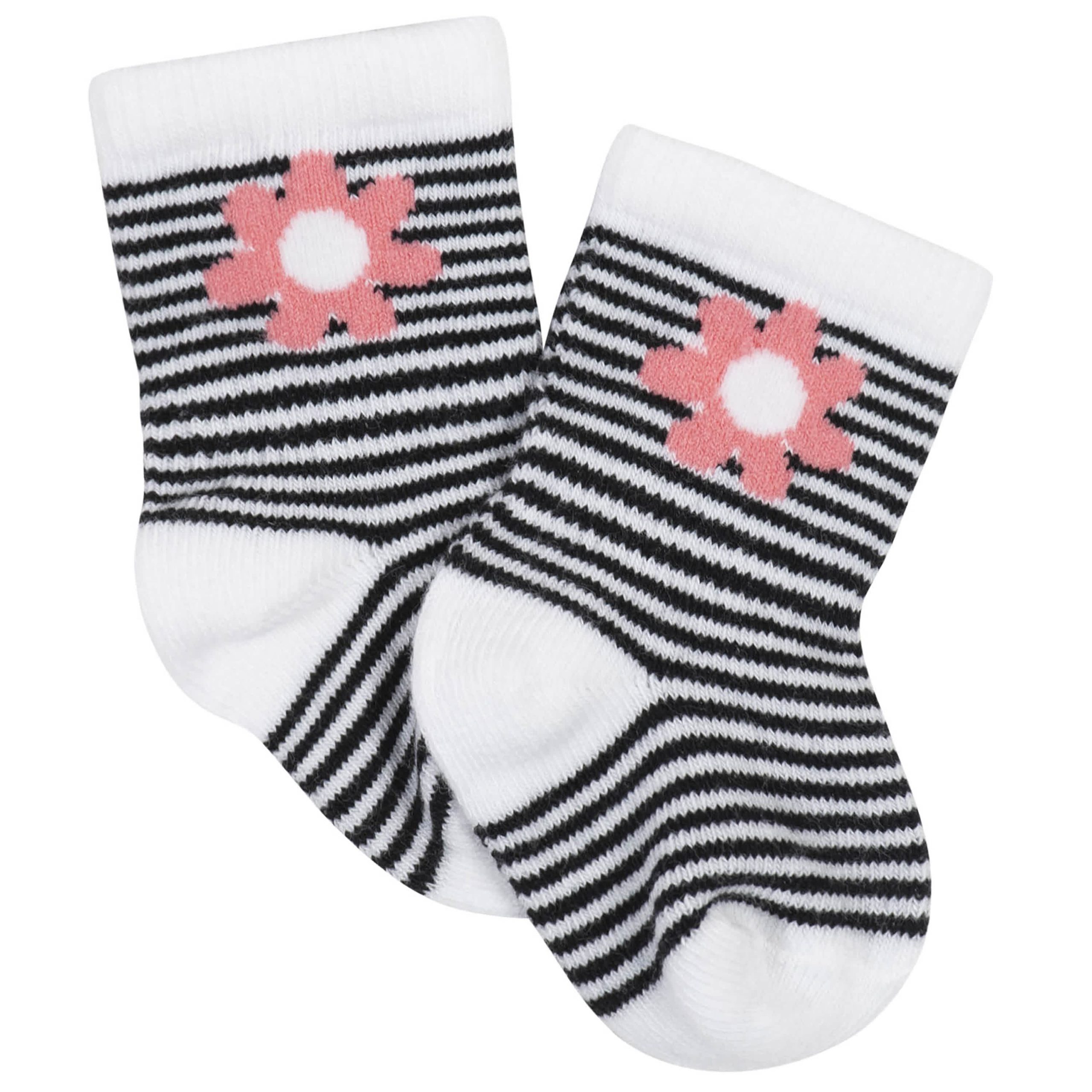10-Pack Baby Girls Garden Floral & White Wiggle Proof® Socks - Image 2
