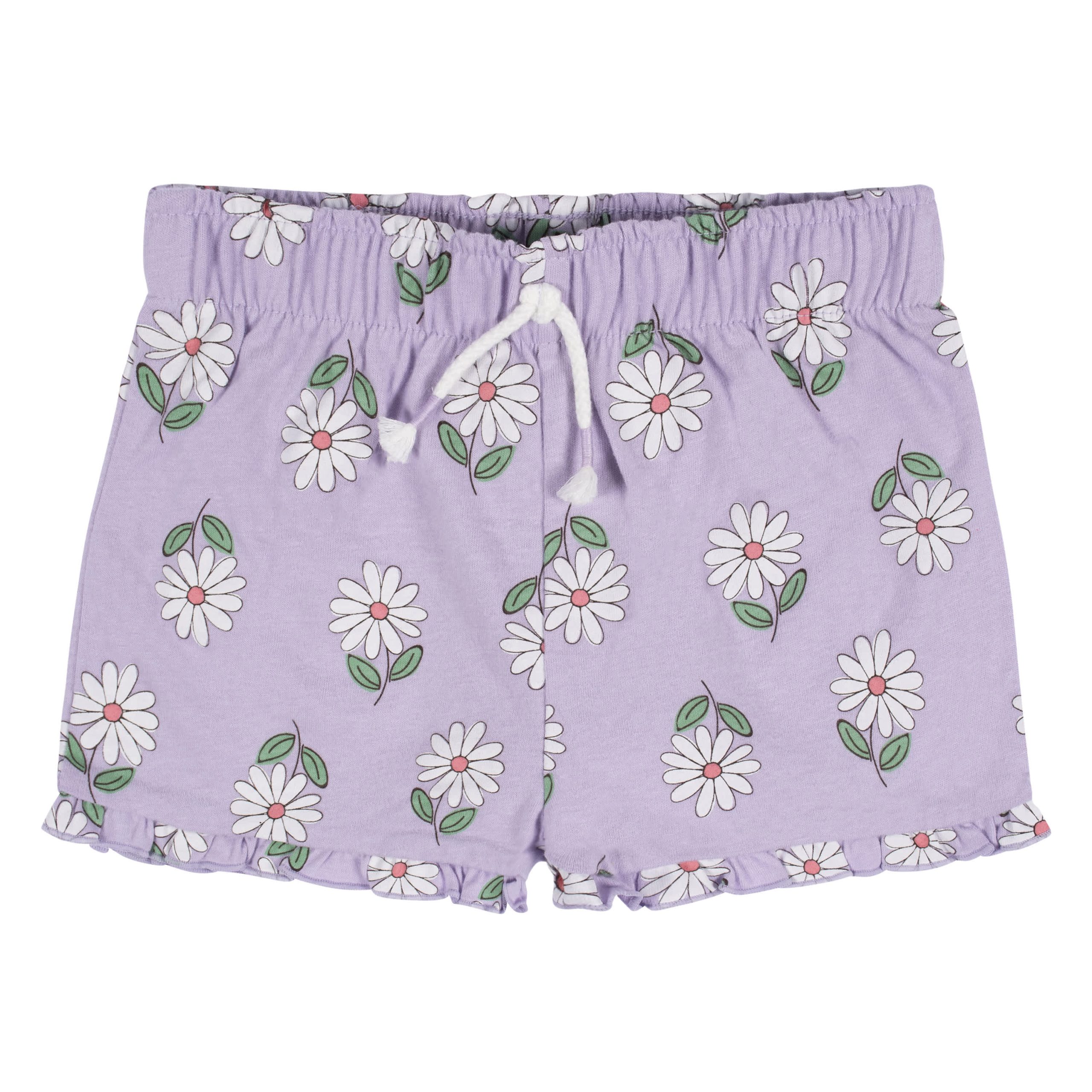 2-Pack Infant Girls Pink Floral Pull-On Shorts - Image 3