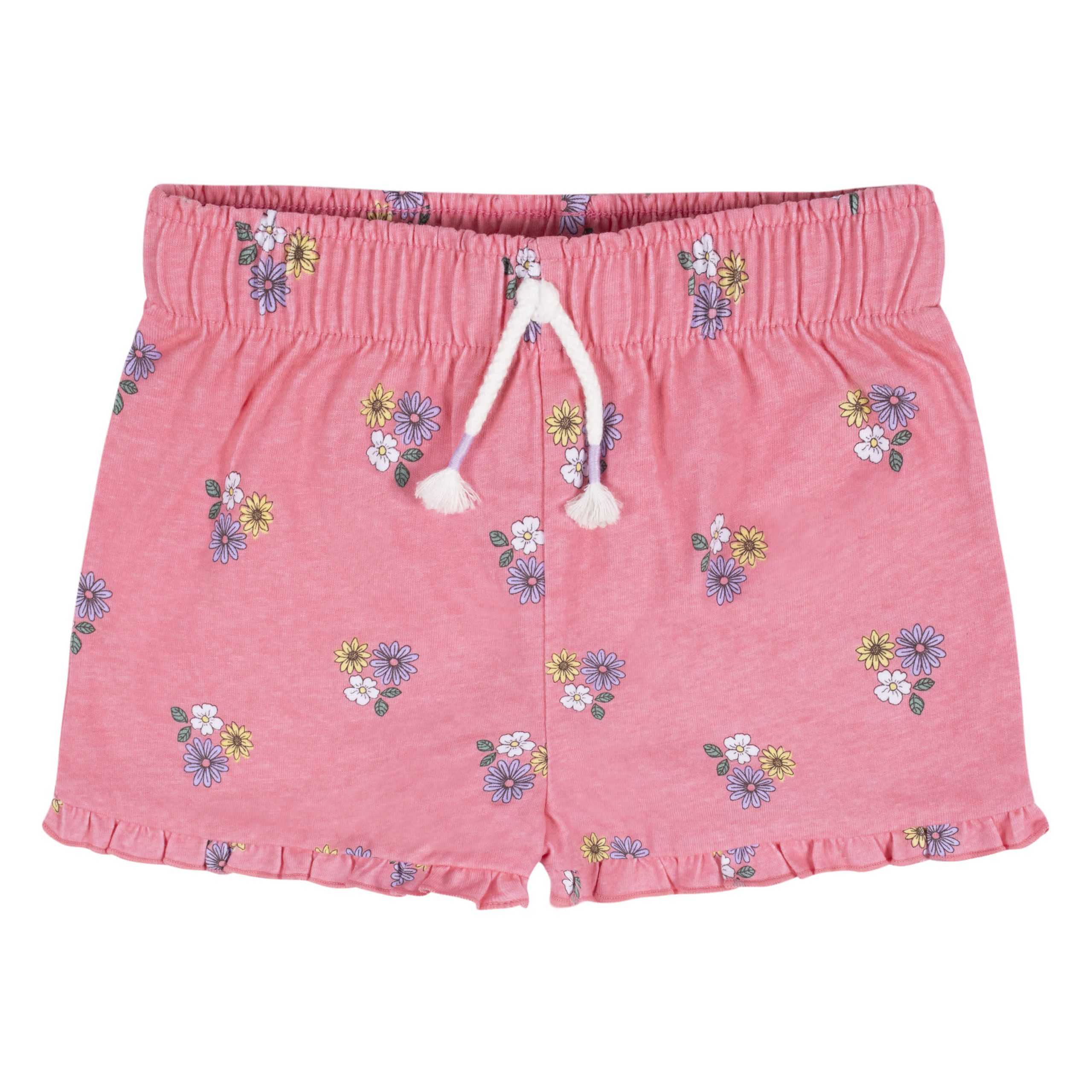 2-Pack Infant Girls Pink Floral Pull-On Shorts - Image 5