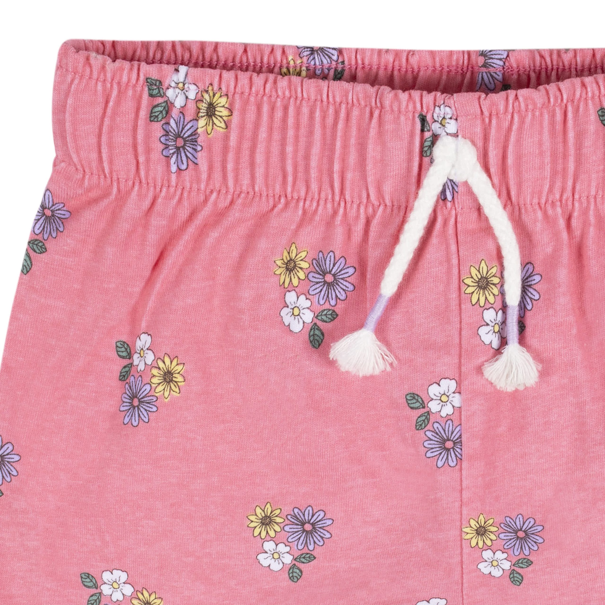 2-Pack Infant Girls Pink Floral Pull-On Shorts - Image 6
