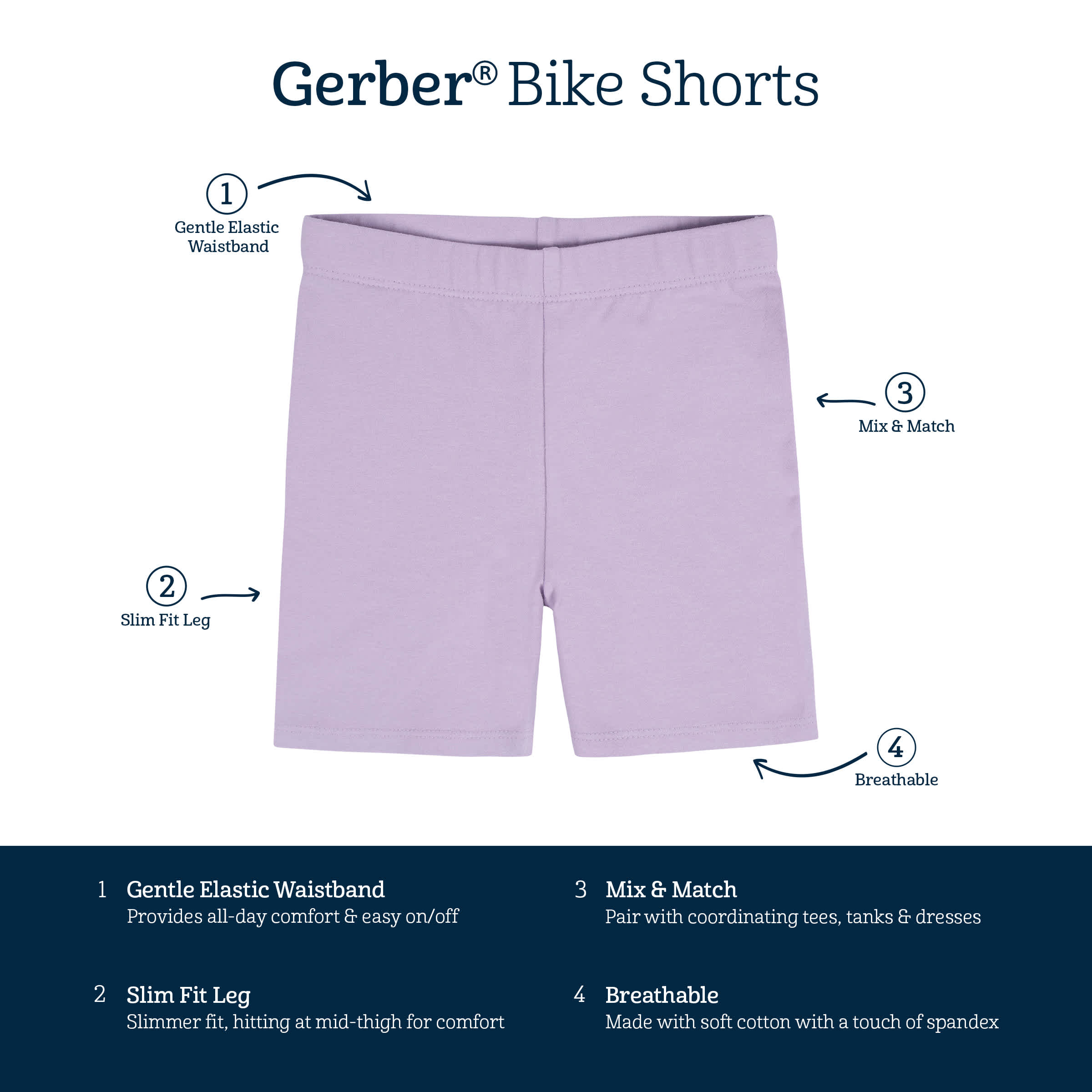 2-Pack Infant Girls Pink & Purple Pull-On Bike Shorts - Image 7
