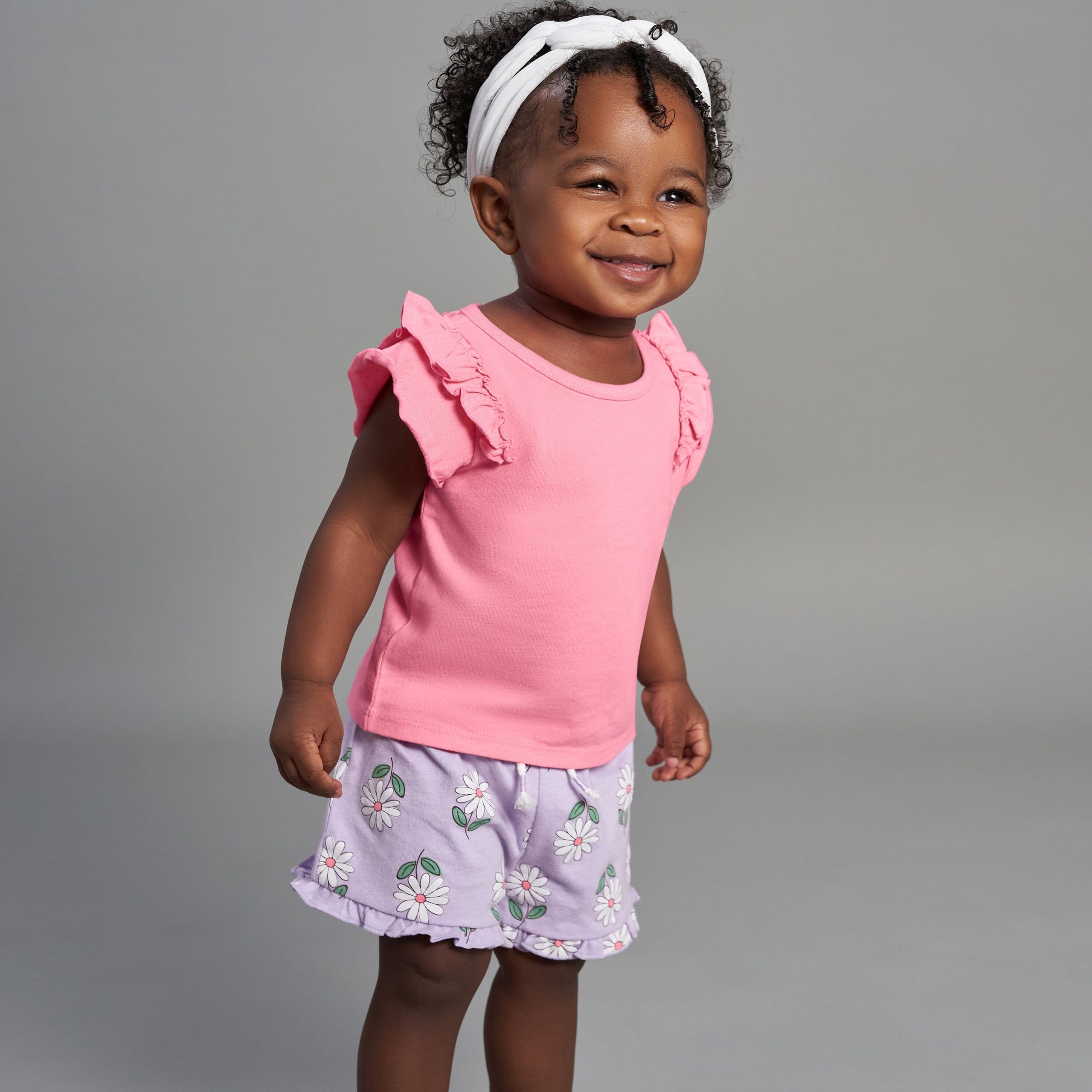 2-Pack Infant Girls Pink & White Double Ruffle Tops, 12M - Image 2