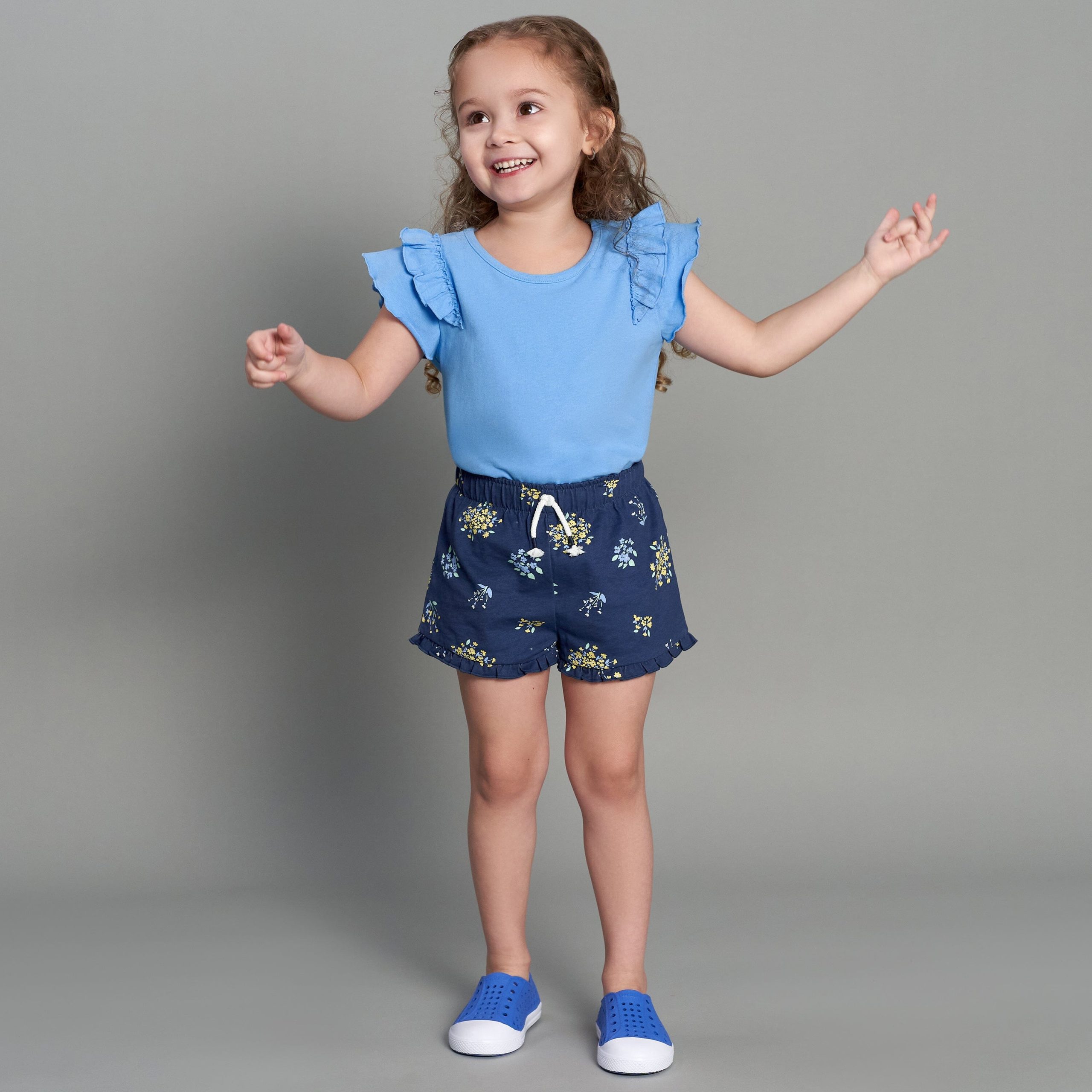 2-Pack Infant Girls Blue Double Ruffle Tops - Image 3
