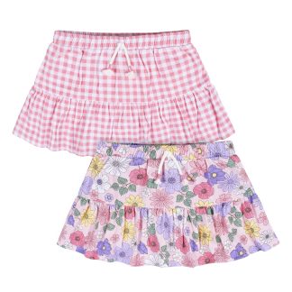 2-Pack Infant Girls Pink Floral Skorts