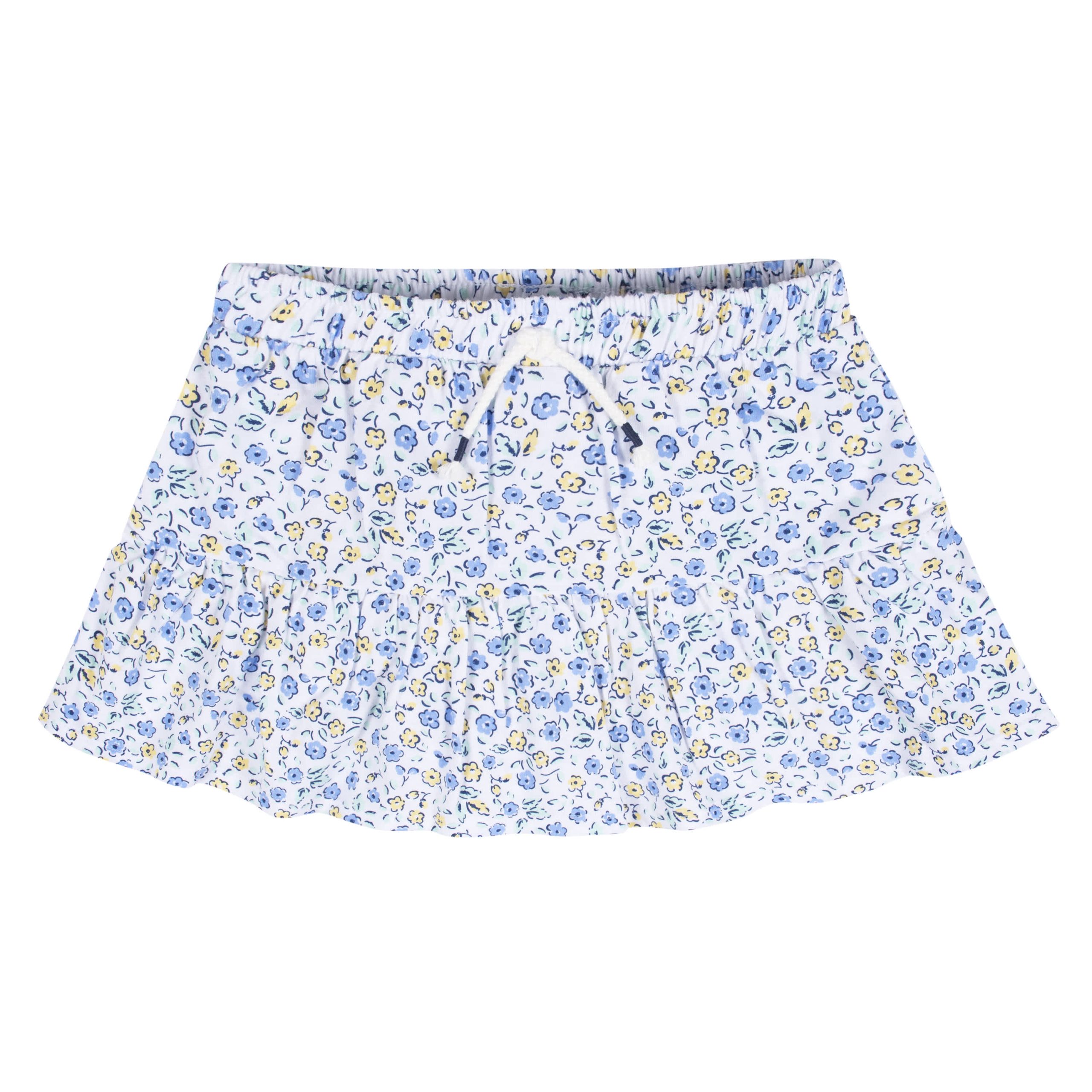 2-Pack Infant Girls Blue Floral Skorts - Image 4