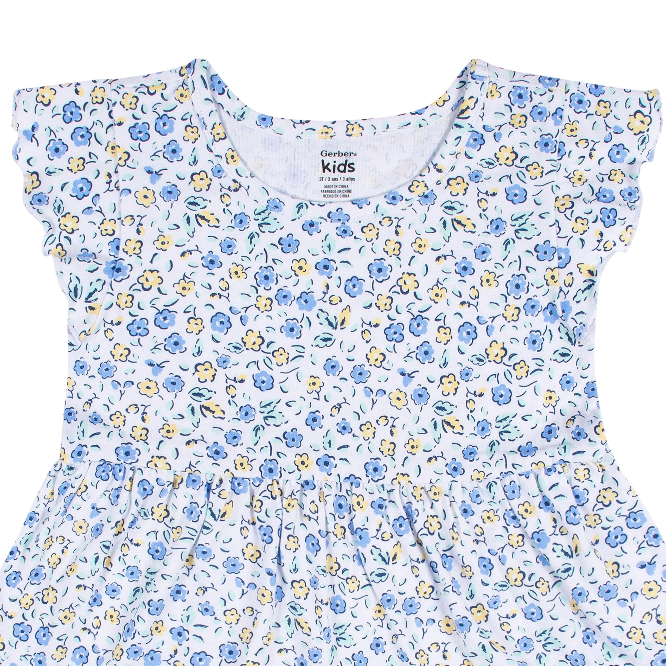 2-Pack Infant & Toddler Girls Blue Floral Knit Dresses - Image 7