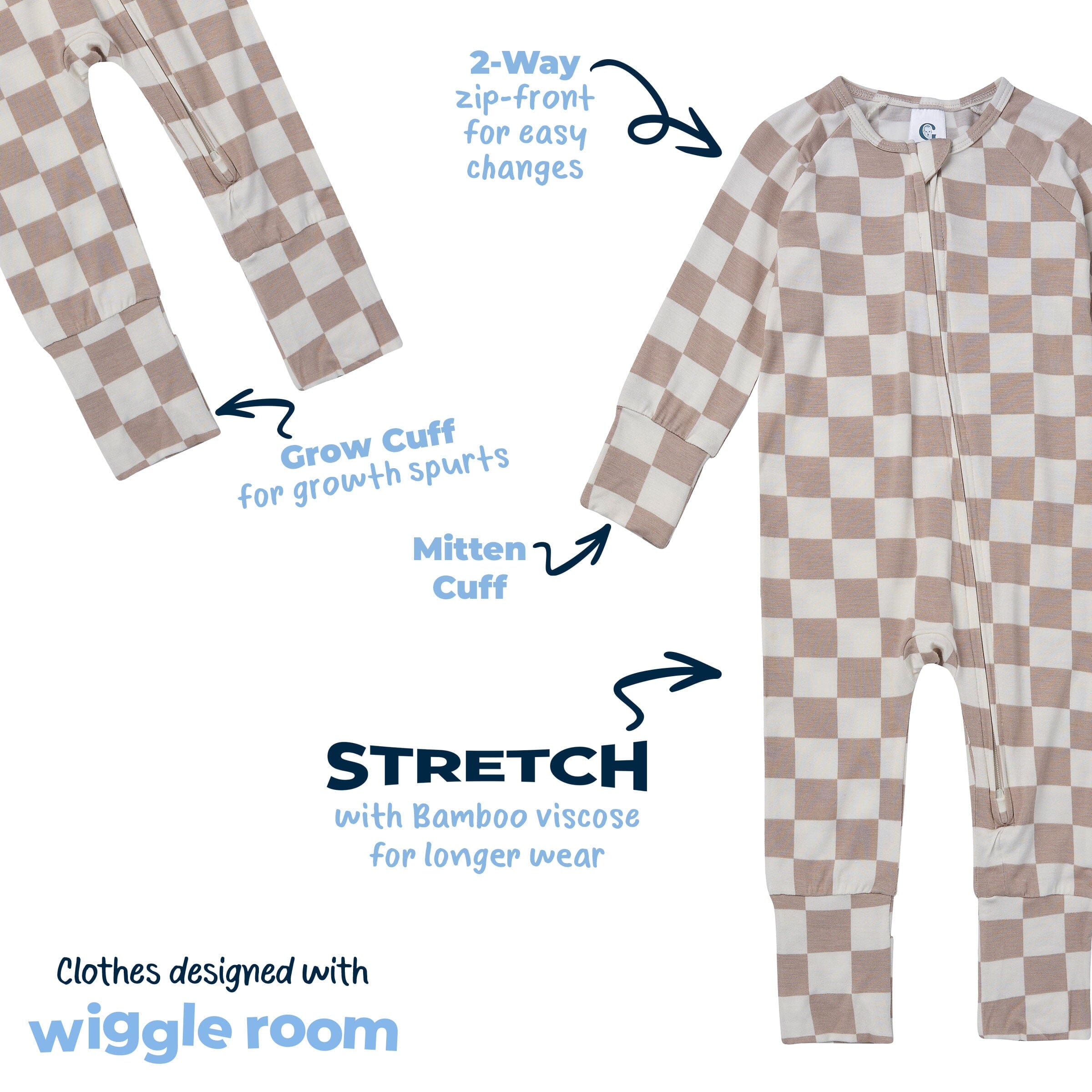 Baby & Toddler Neutral Taupe Check Snug Fit Footless Pajamas - Image 7
