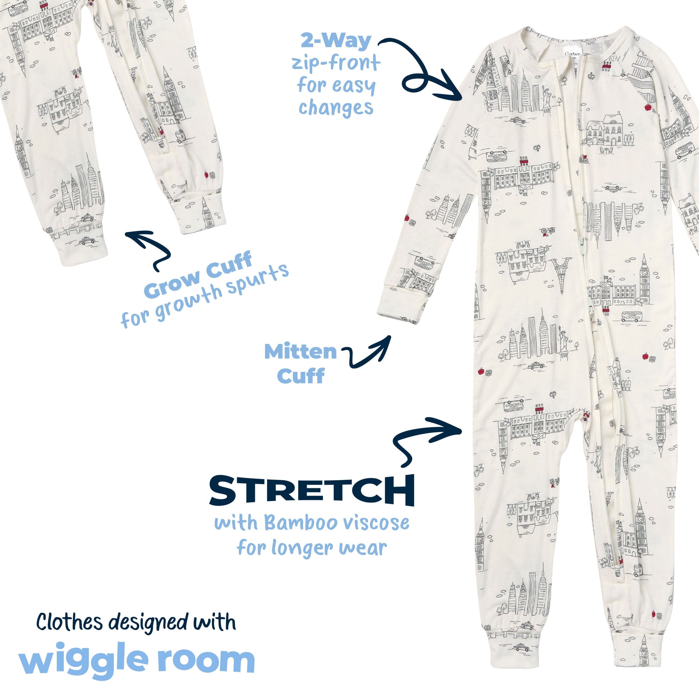 Baby & Toddler Neutral Ivory City Snug Fit Footless Pajamas - Image 7