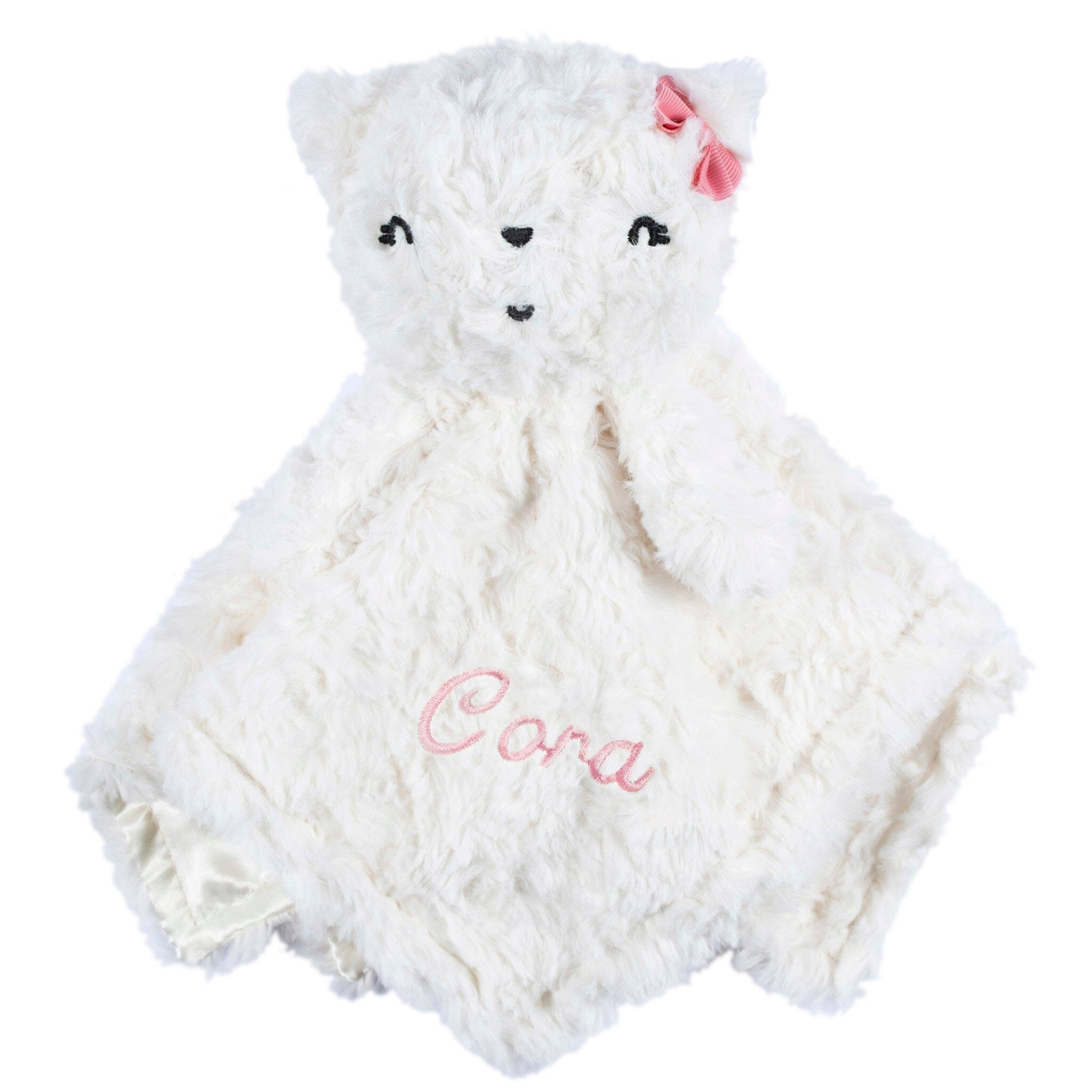 Embroidered Baby Girls Cat Security Blanket