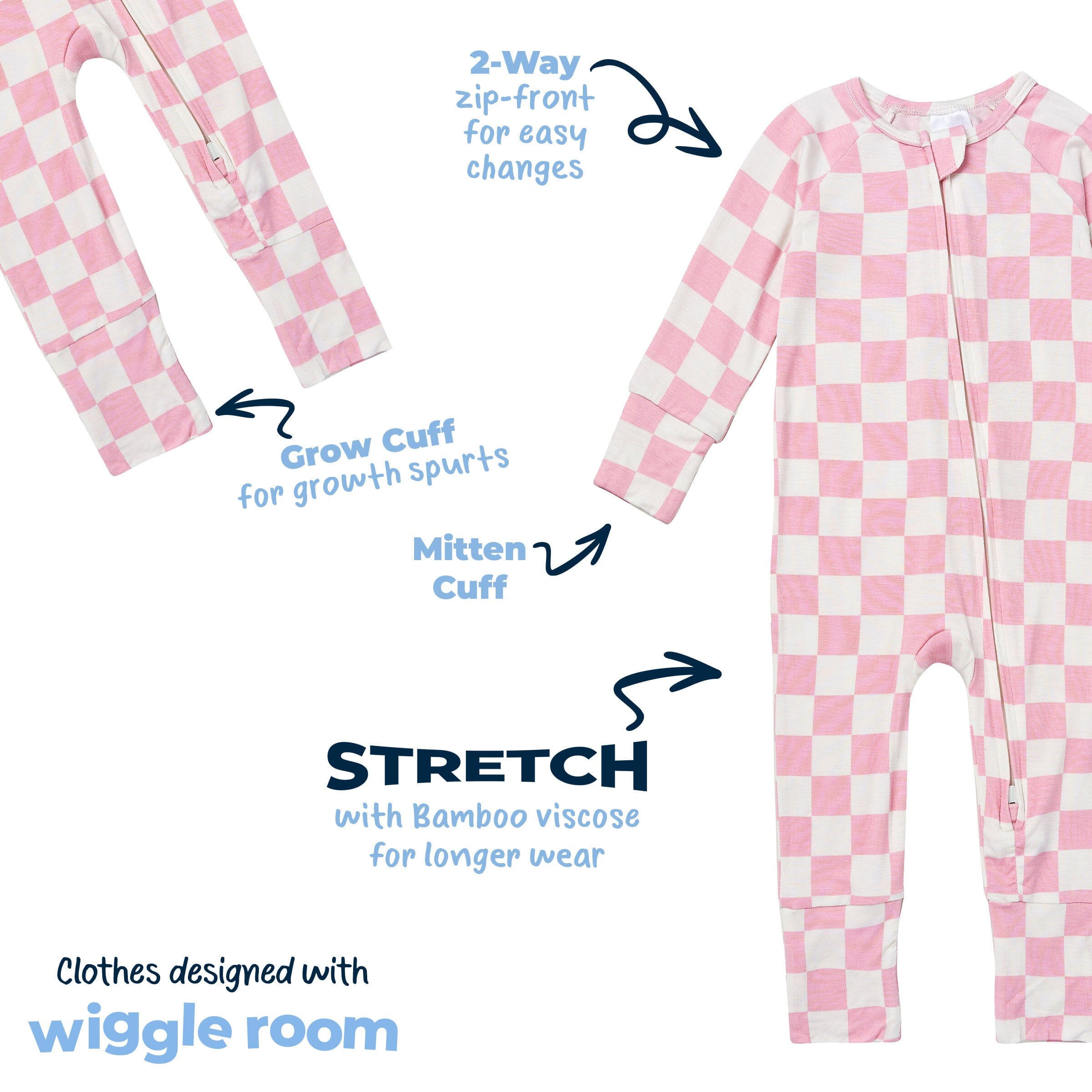 Baby & Toddler Girls Pink Check Snug Fit Footless Pajamas - Image 11