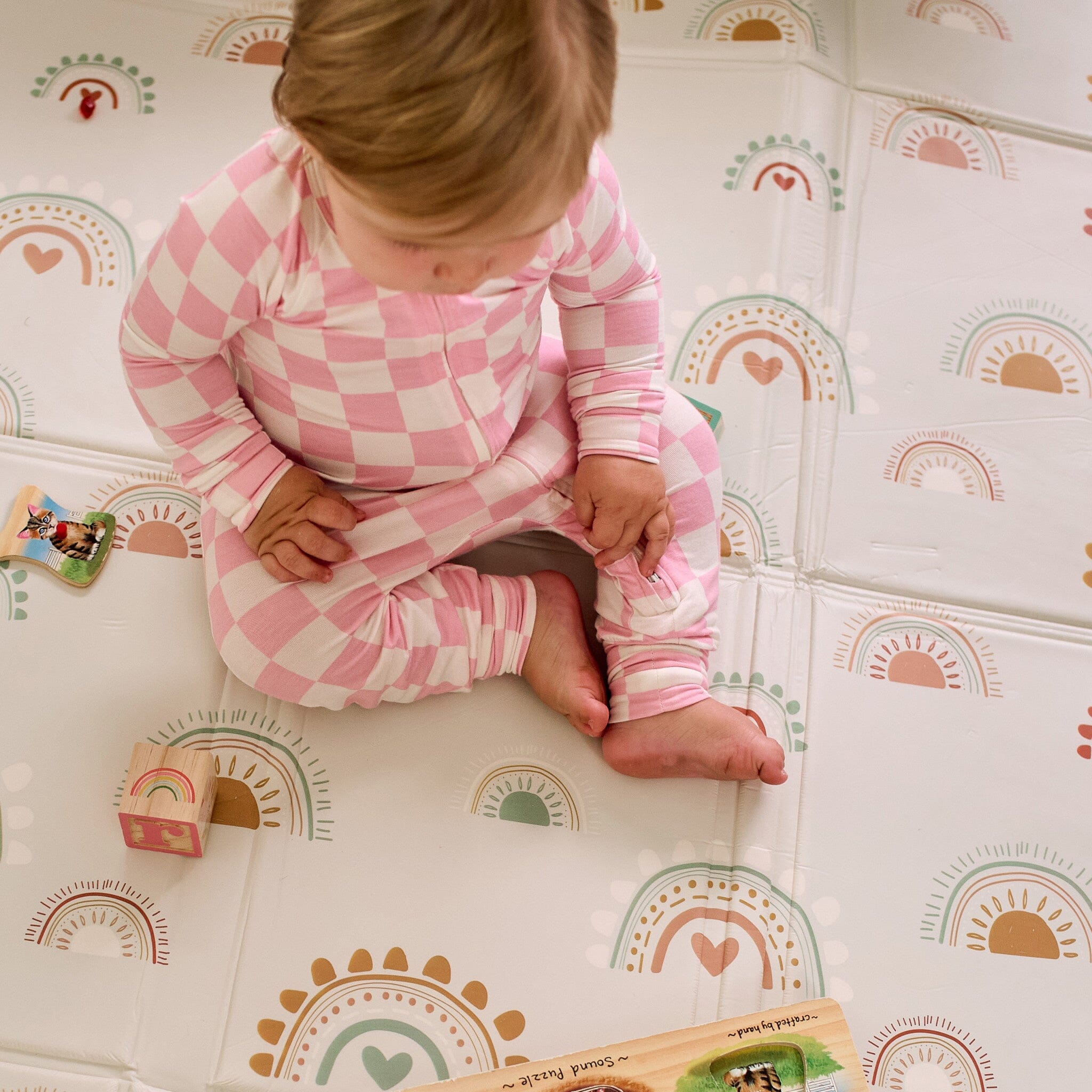 Baby & Toddler Girls Pink Check Snug Fit Footless Pajamas - Image 4