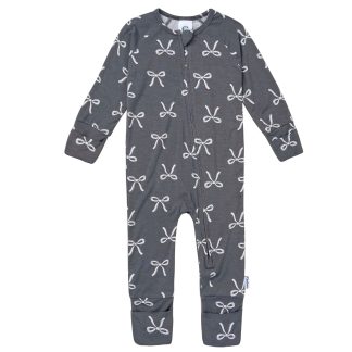 Baby & Toddler Girls Gray Bow Snug Fit Footless Pajamas