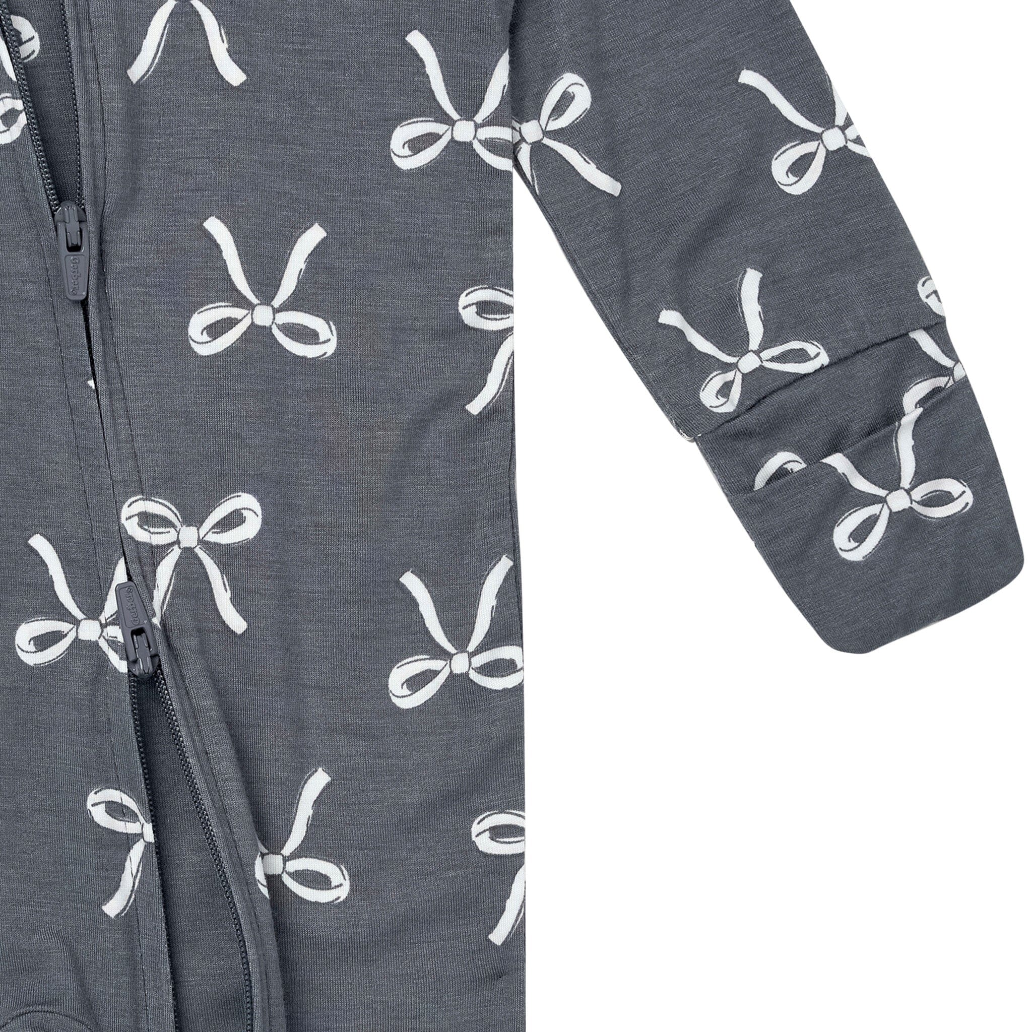 Baby & Toddler Girls Gray Bow Snug Fit Footless Pajamas - Image 3