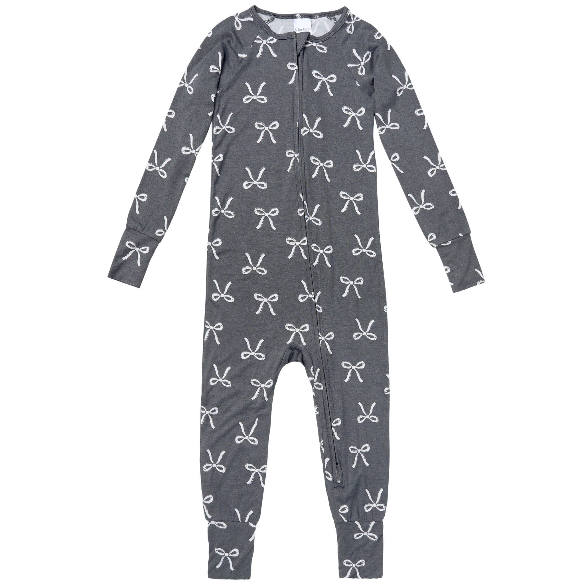 Baby & Toddler Girls Gray Bow Snug Fit Footless Pajamas - Image 5