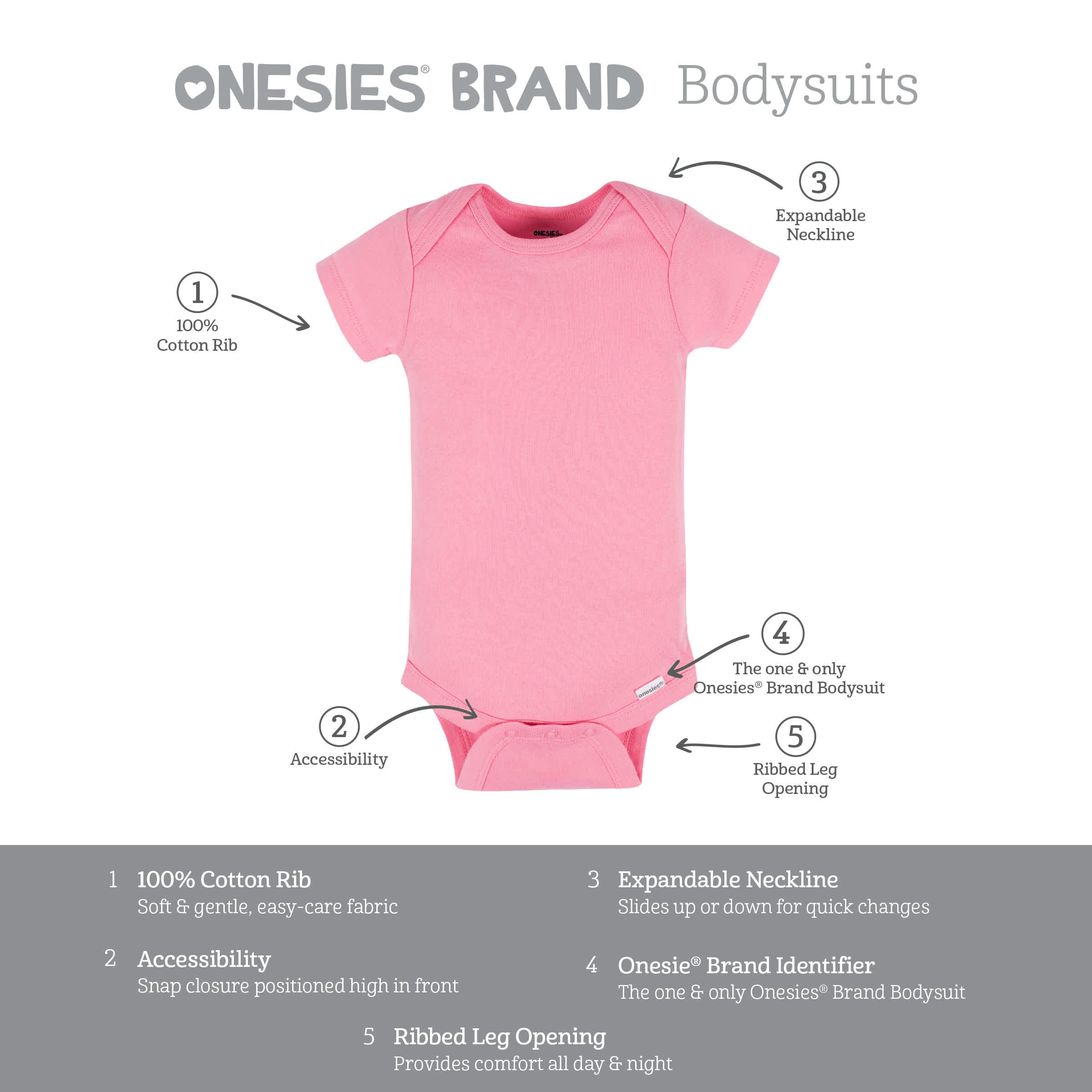 8-Pack Baby Neutral Pastel Rainbow Short Sleeve Onesies® Bodysuits - Image 10