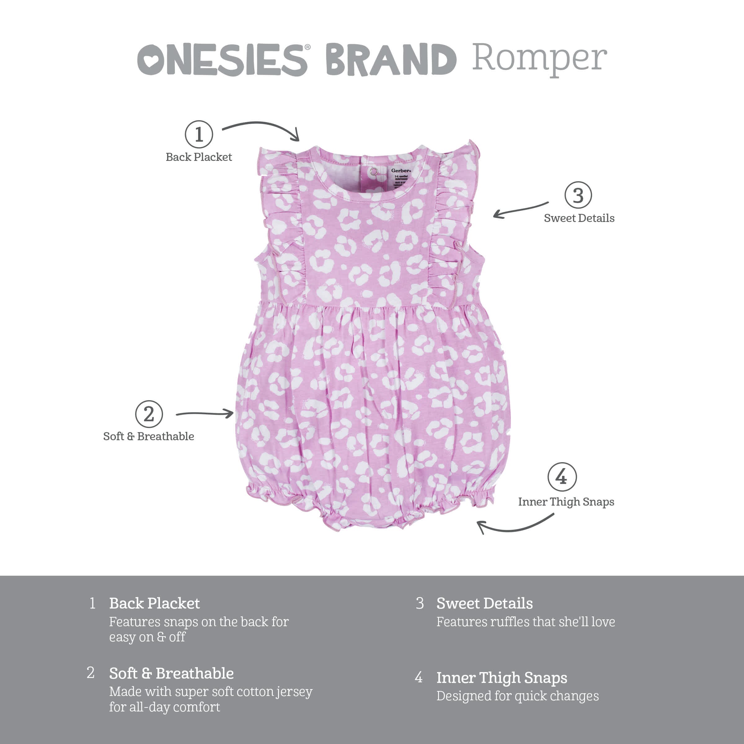 3-Pack Baby Girls Rainbow Floral Rompers - Image 11