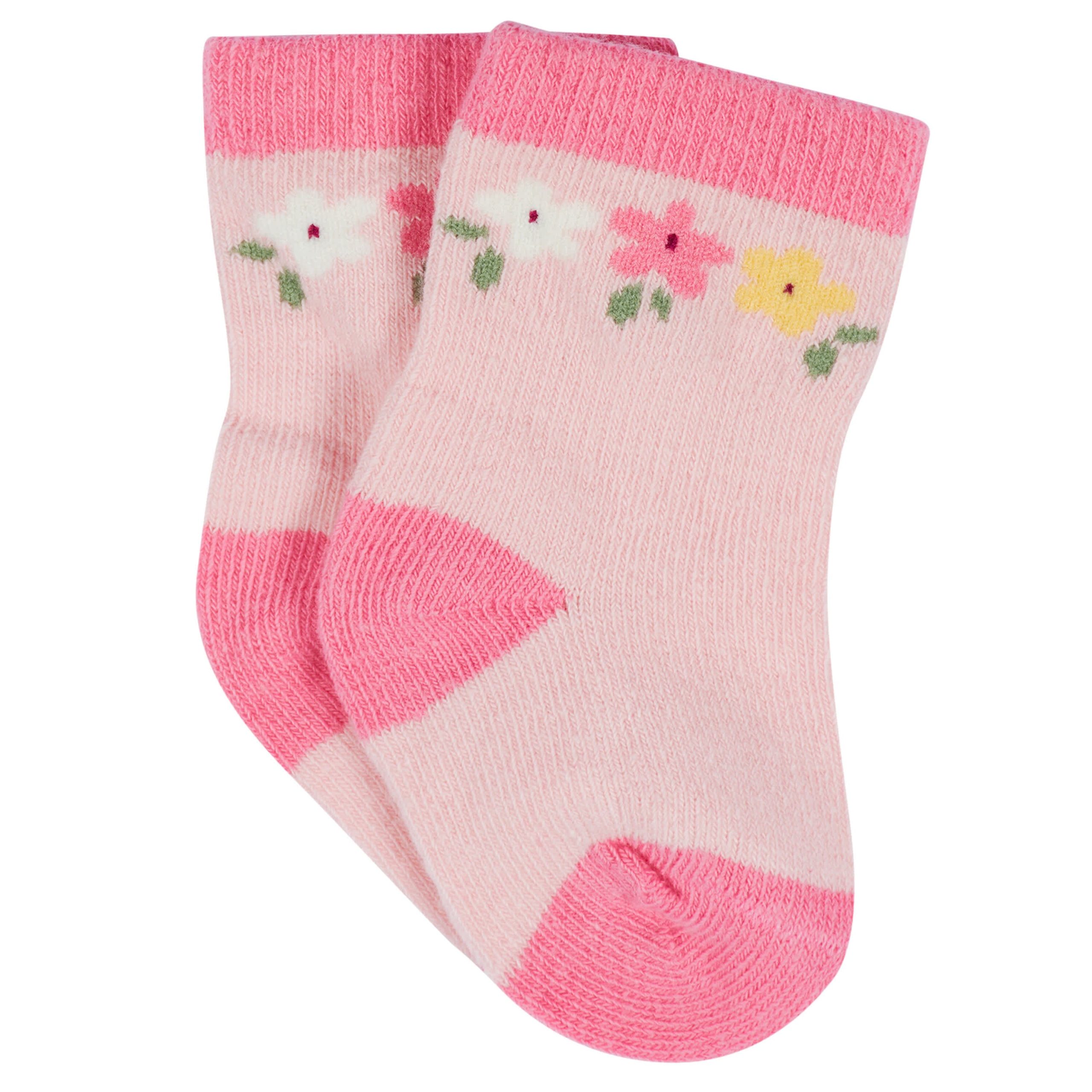12-Pack Baby & Toddler Girls Floral Fox Jersey Crew Wiggle Proof® Socks - Image 3