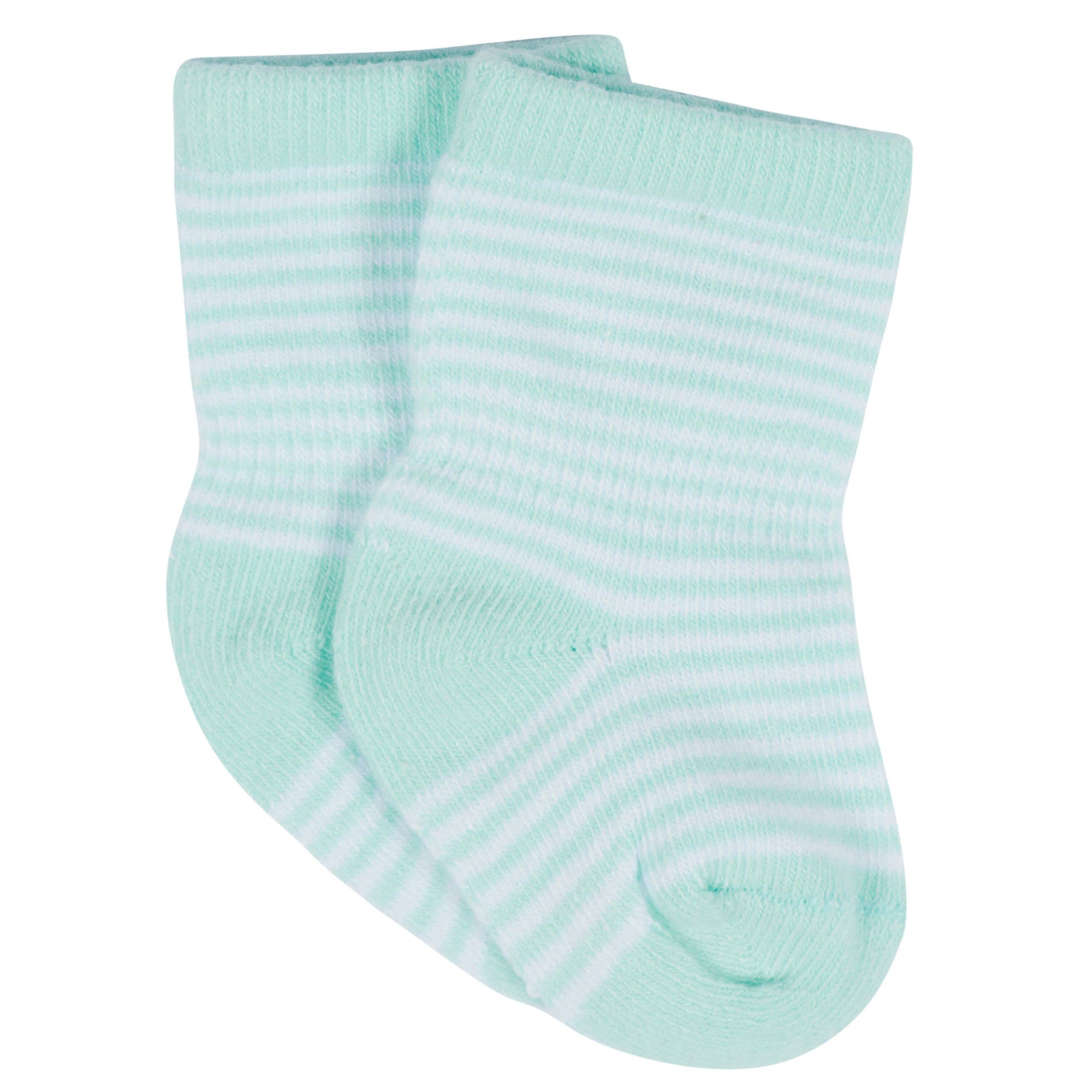 12-Pack Baby & Toddler Girls Rainbow Floral Jersey Crew Wiggle Proof® Socks - Image 9