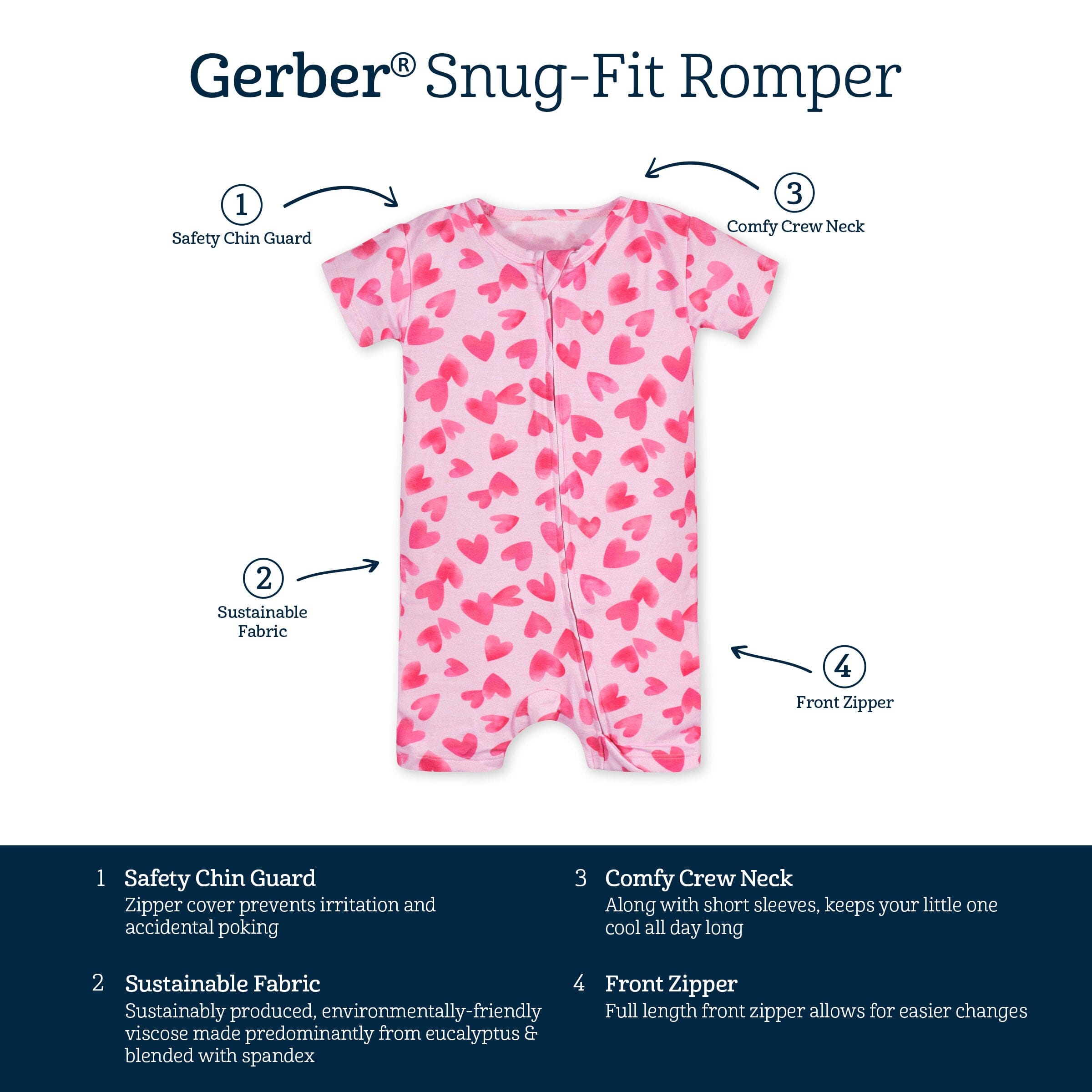 Baby Girls Heartfelt Buttery Soft Viscose Made from Eucalyptus Snug Fit Romper - Image 5