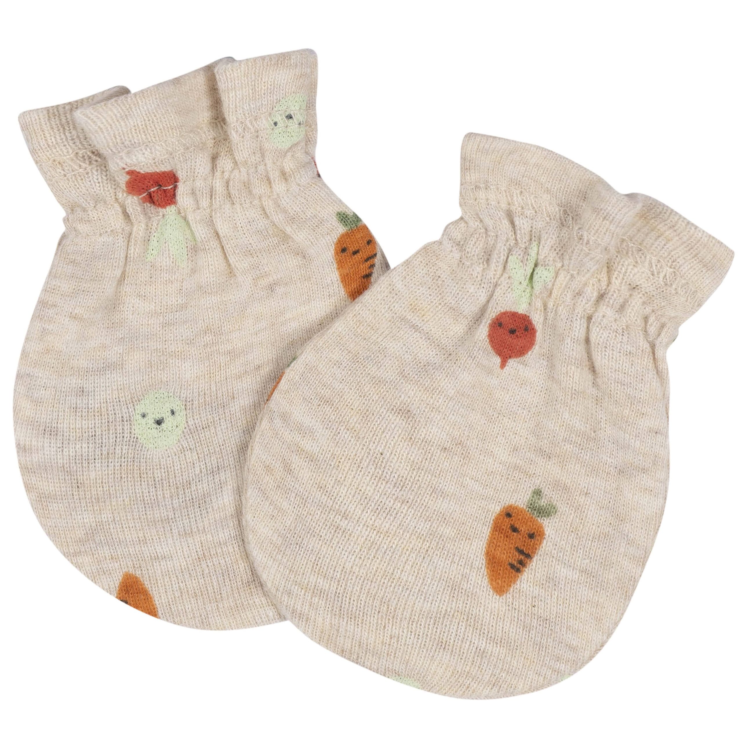 8-Piece Baby Neutral Happy Veggies No Scratch Mittens & Caps Set - Image 7