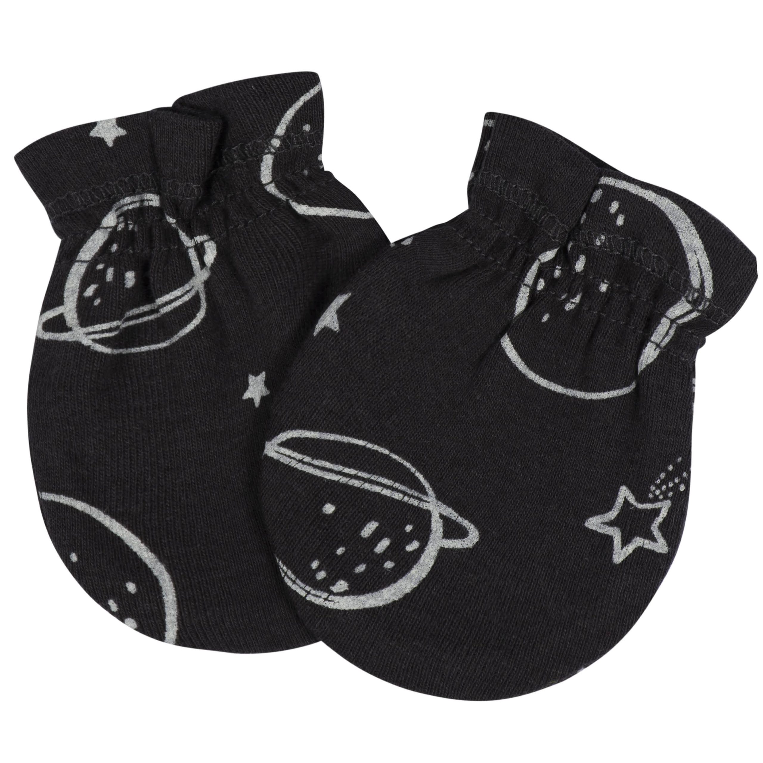 8-Piece Baby Boys Space Explorer No Scratch Mittens & Caps Set - Image 3