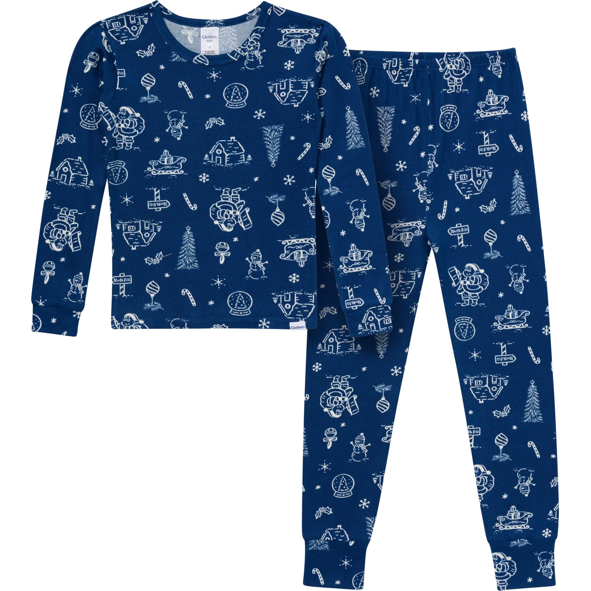 2-Piece Infant & Toddler Neutral Navy Toile Snug Fit Pajamas