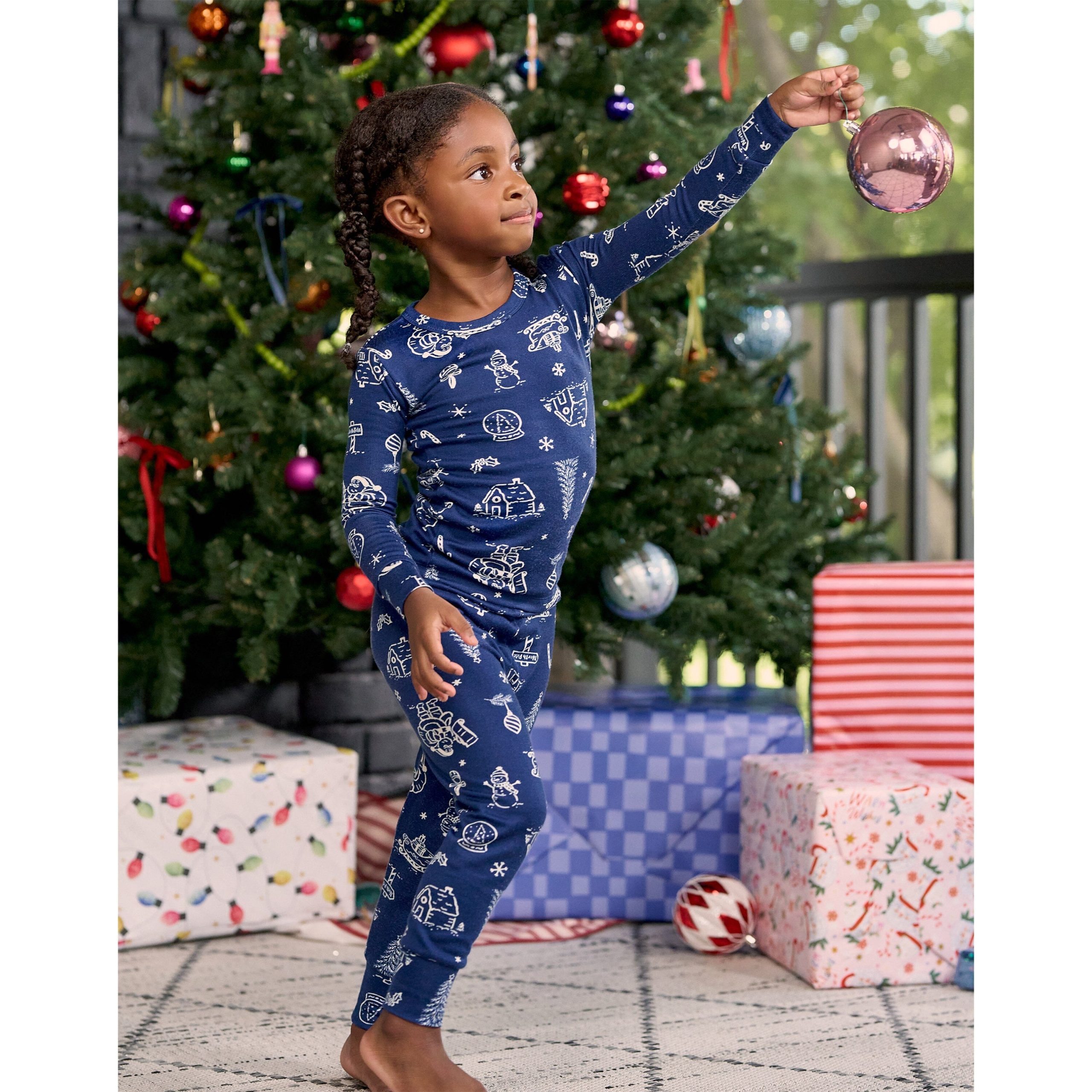 2-Piece Infant & Toddler Neutral Navy Toile Snug Fit Pajamas - Image 2