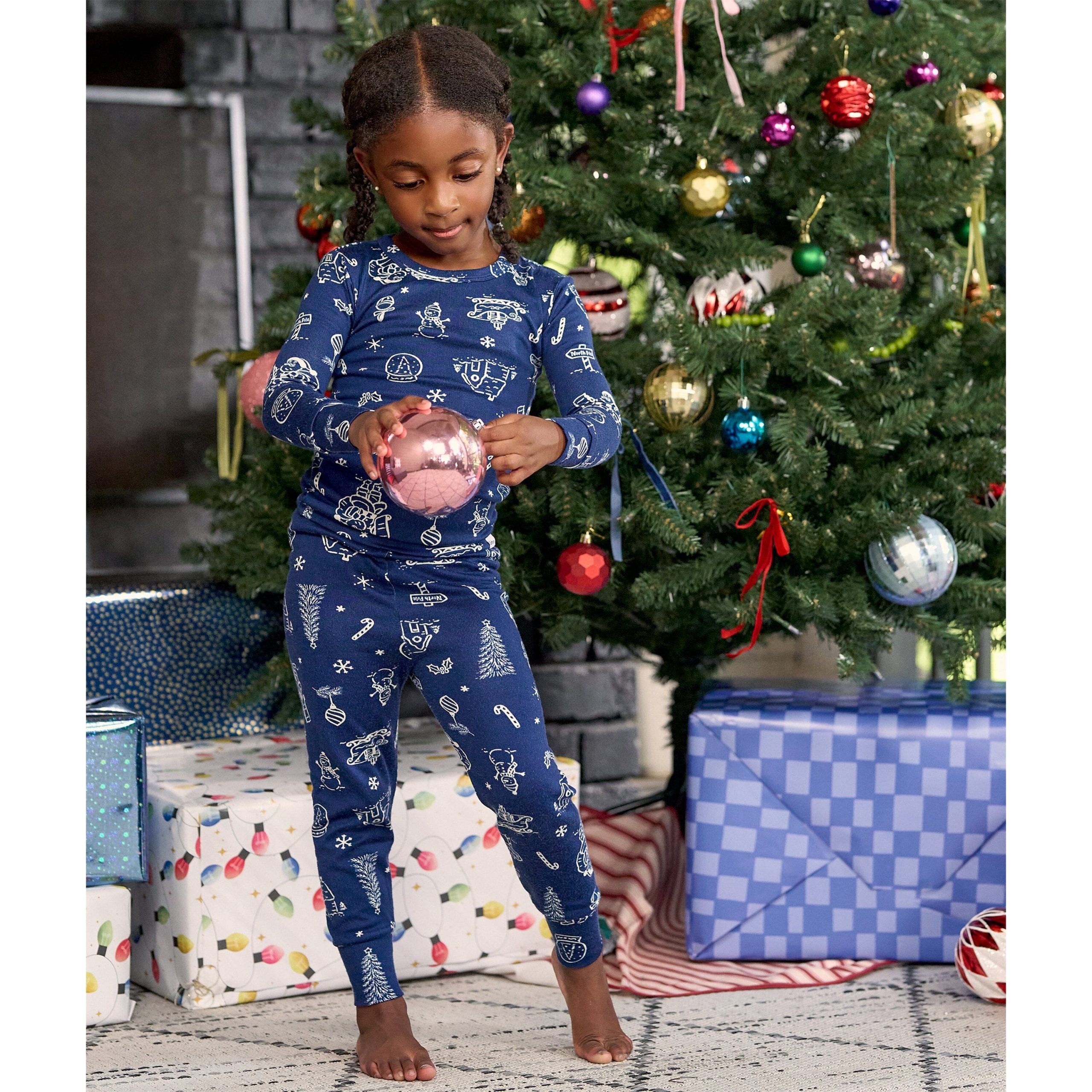2-Piece Infant & Toddler Neutral Navy Toile Snug Fit Pajamas - Image 3