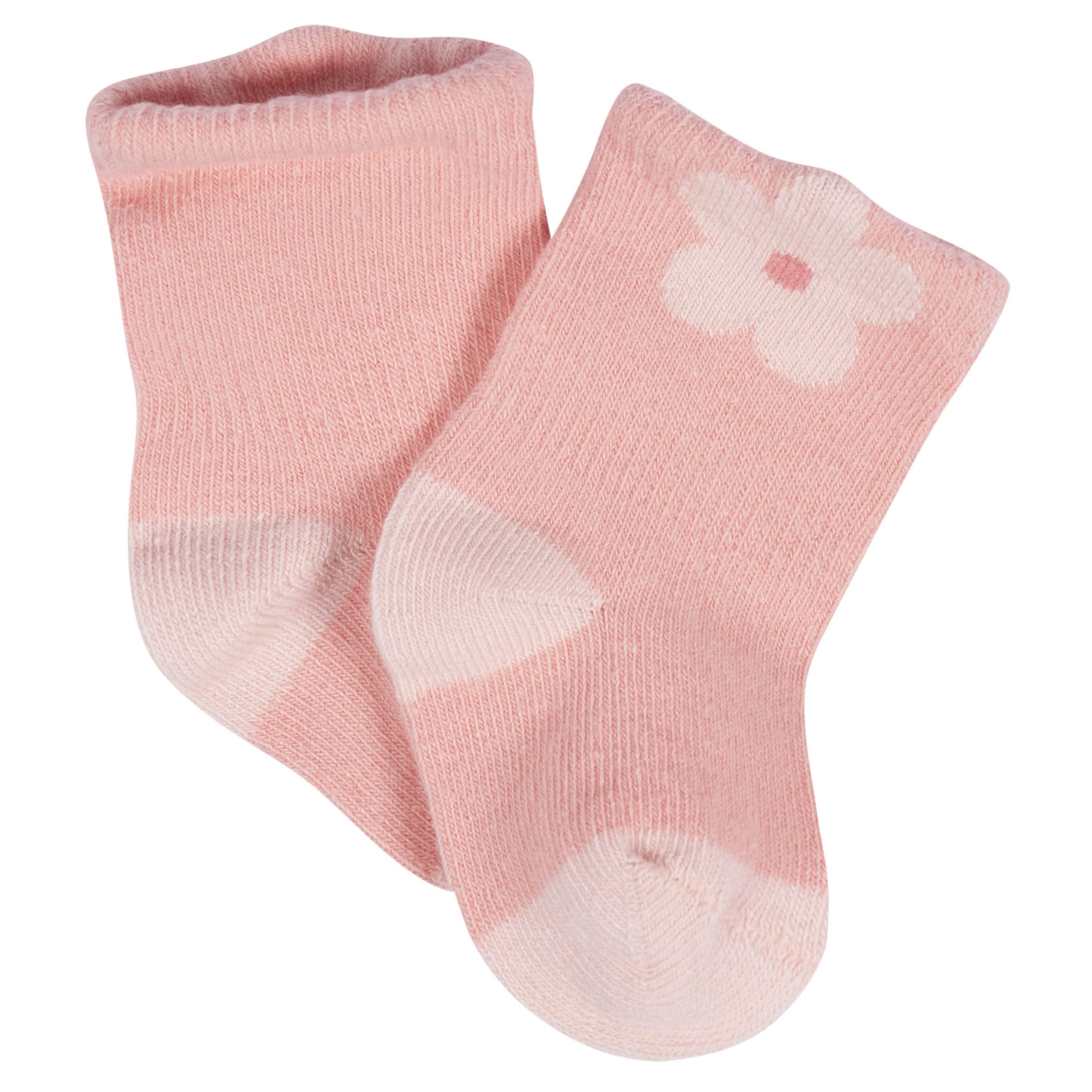 8-Pack Baby Girls Golden Floral Jersey Wiggle Proof® Socks - Image 2