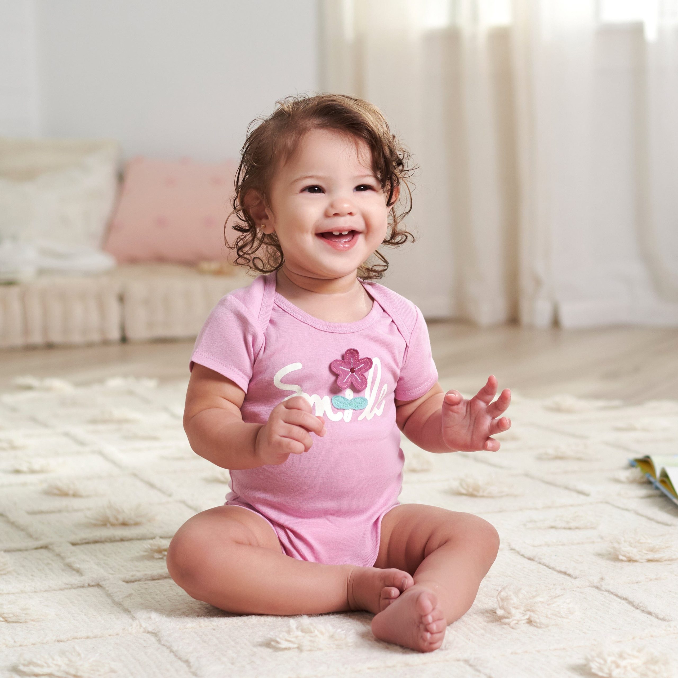 5-Pack Baby Girls Lavender Garden Onesies® Bodysuits - Image 2