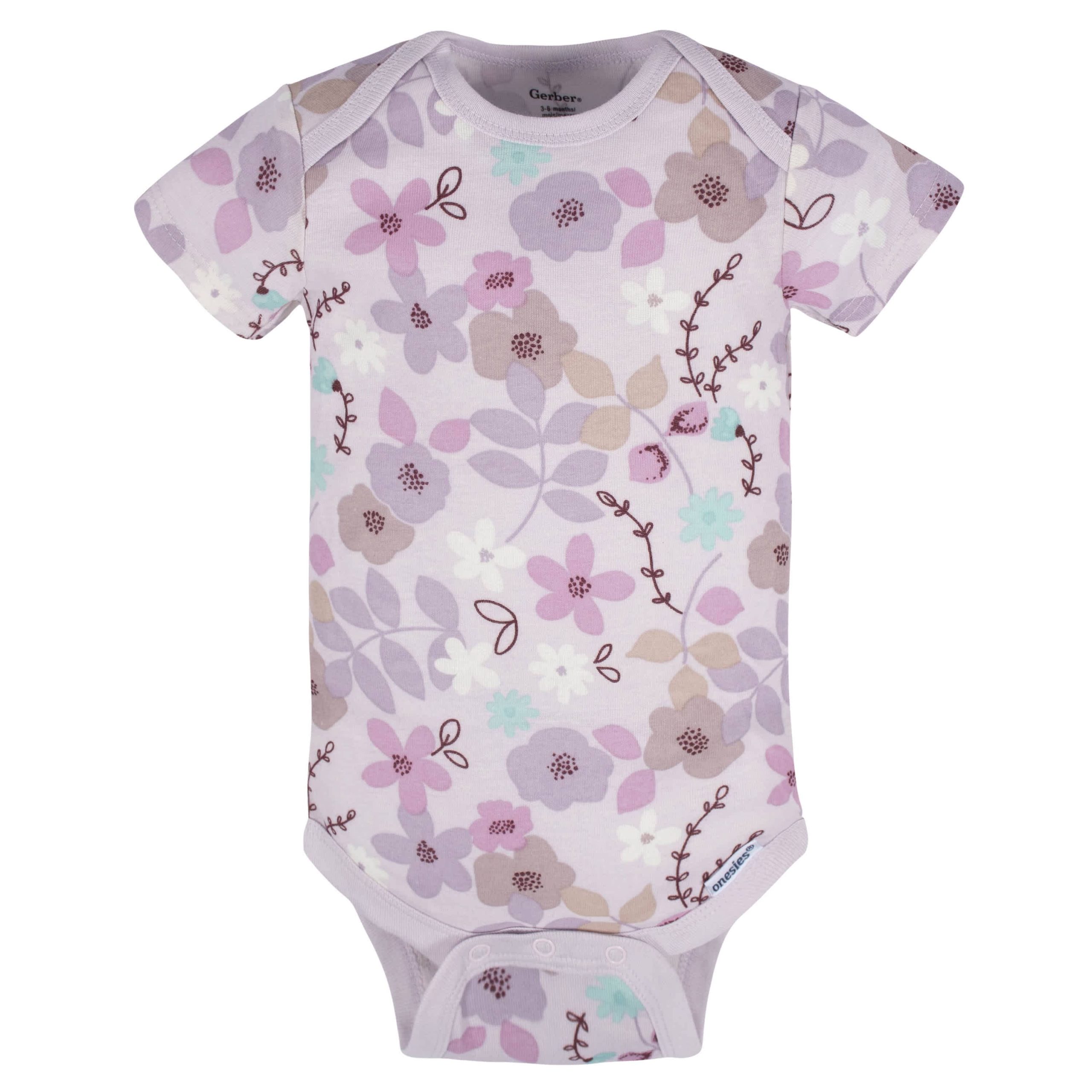 5-Pack Baby Girls Lavender Garden Onesies® Bodysuits - Image 4