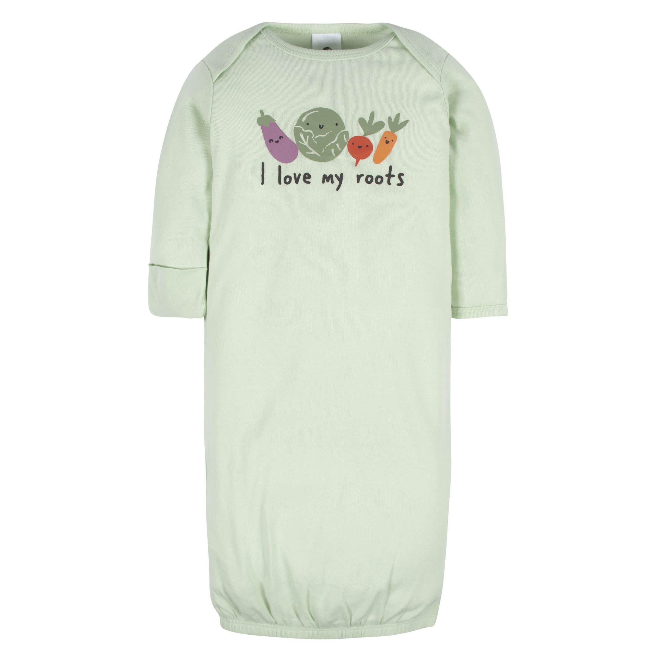 4-Pack Baby Neutral Happy Veggies Gowns - Image 2