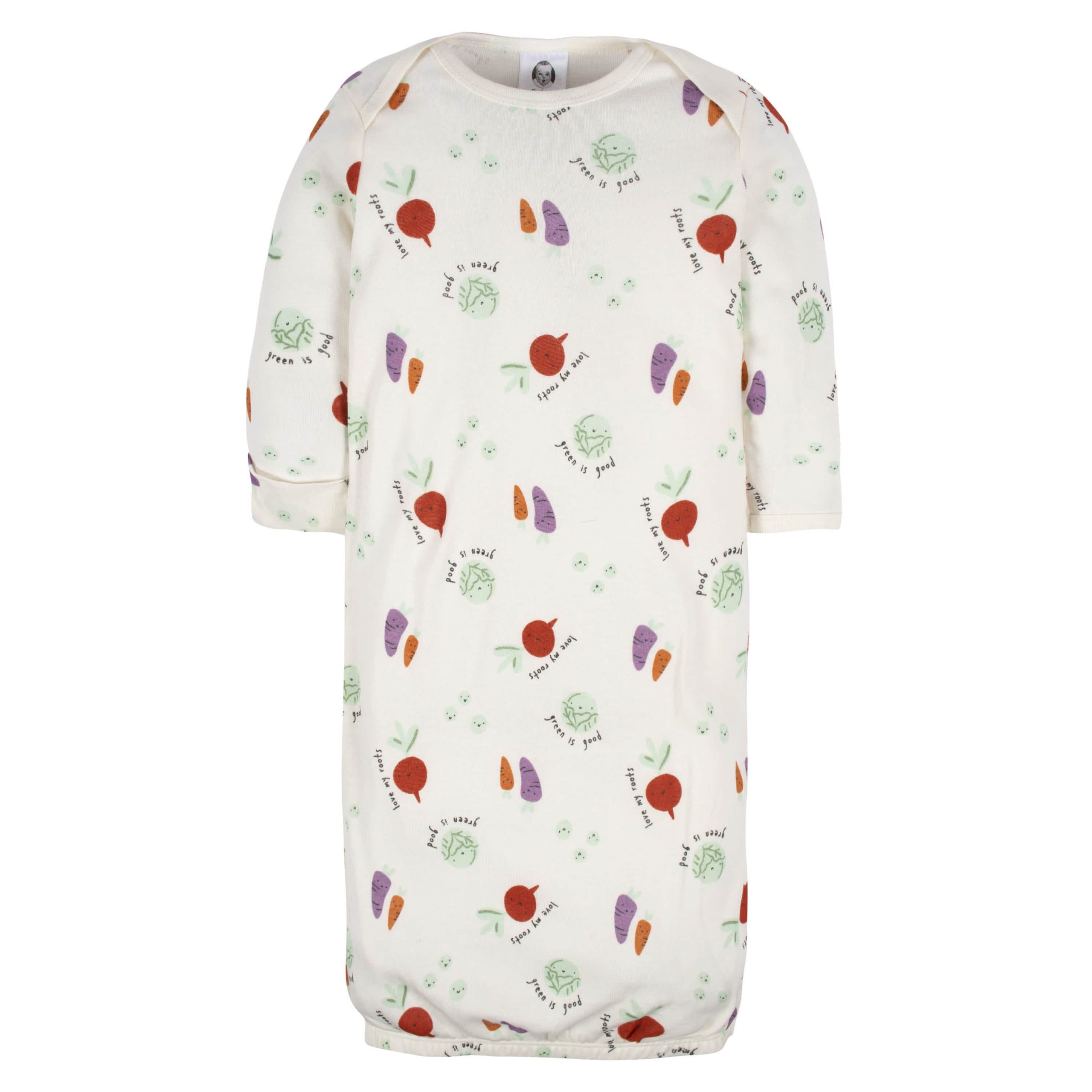 4-Pack Baby Neutral Happy Veggies Gowns - Image 4