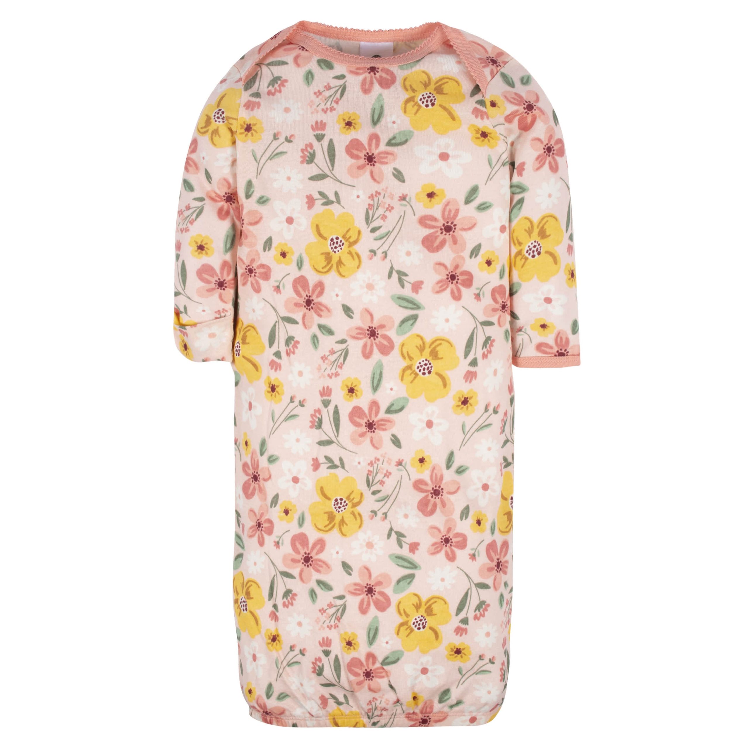 4-Pack Baby Girls Golden Floral Gowns - Image 5