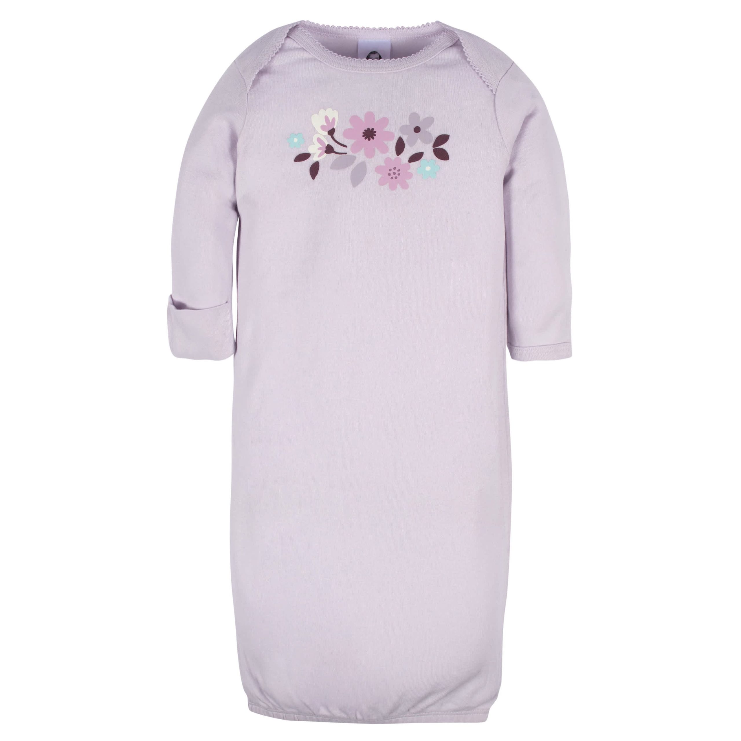 4-Pack Baby Girls Lavender Garden Gowns - Image 2