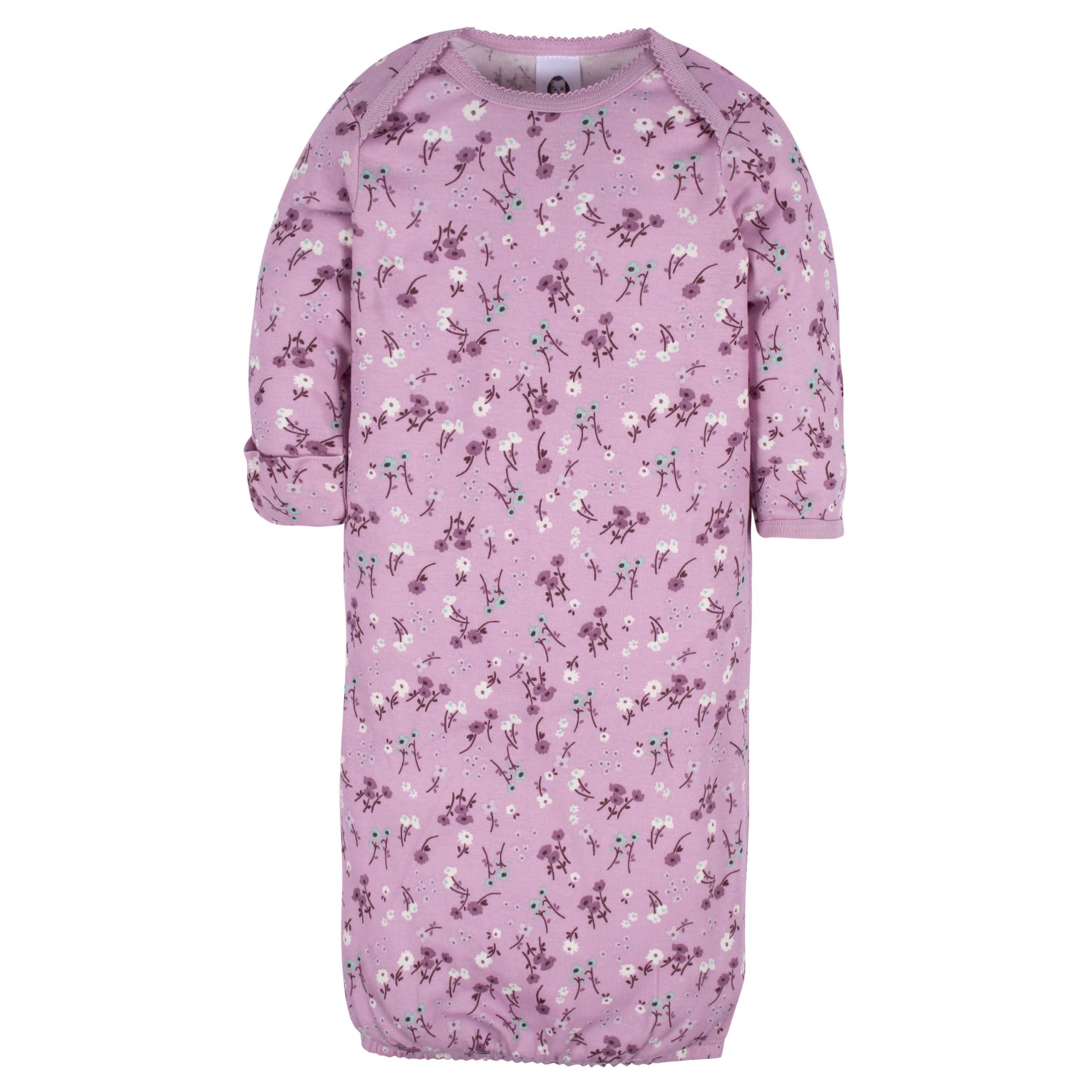 4-Pack Baby Girls Lavender Garden Gowns - Image 6