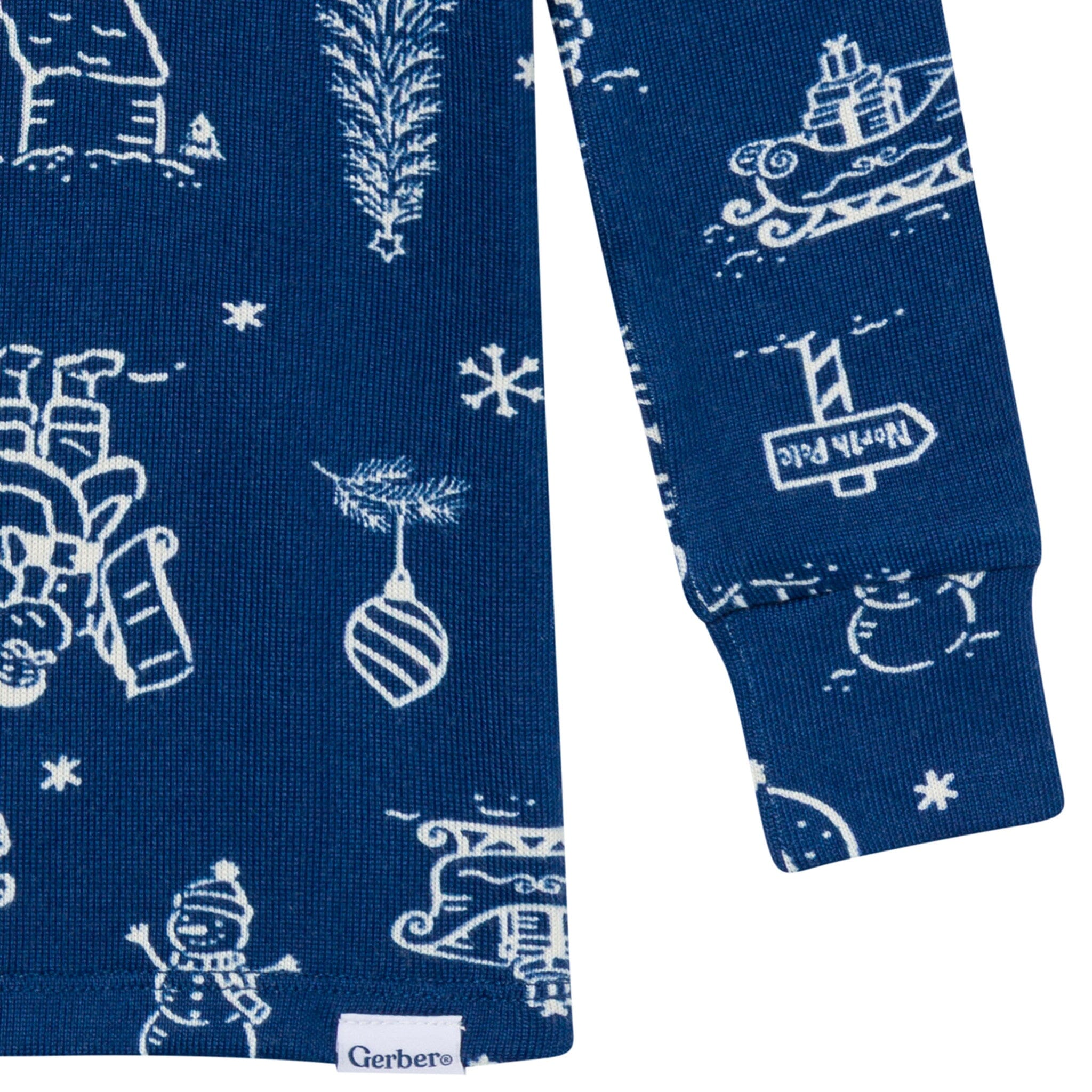 2-Piece Big Kids Neutral Navy Toile Hacci Pajamas - Image 7
