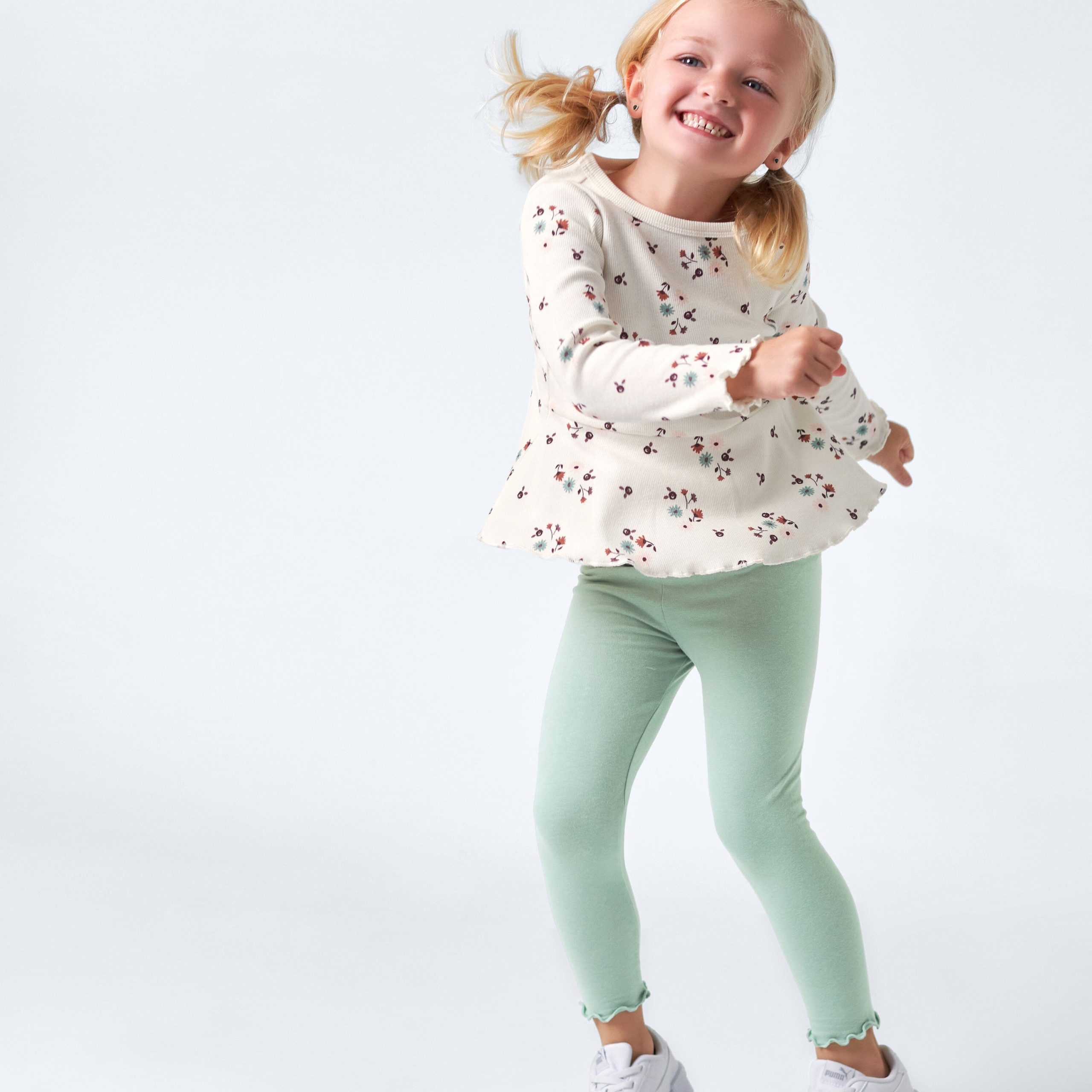 2-Pack Infant & Toddler Girls Mint Floral Peplum Tops - Image 3