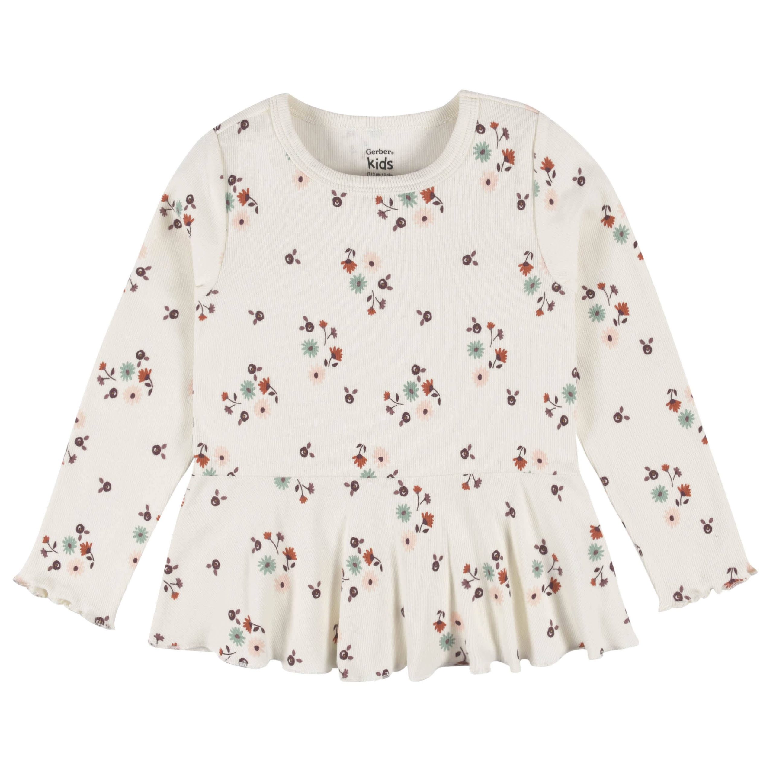 2-Pack Infant & Toddler Girls Mint Floral Peplum Tops - Image 5