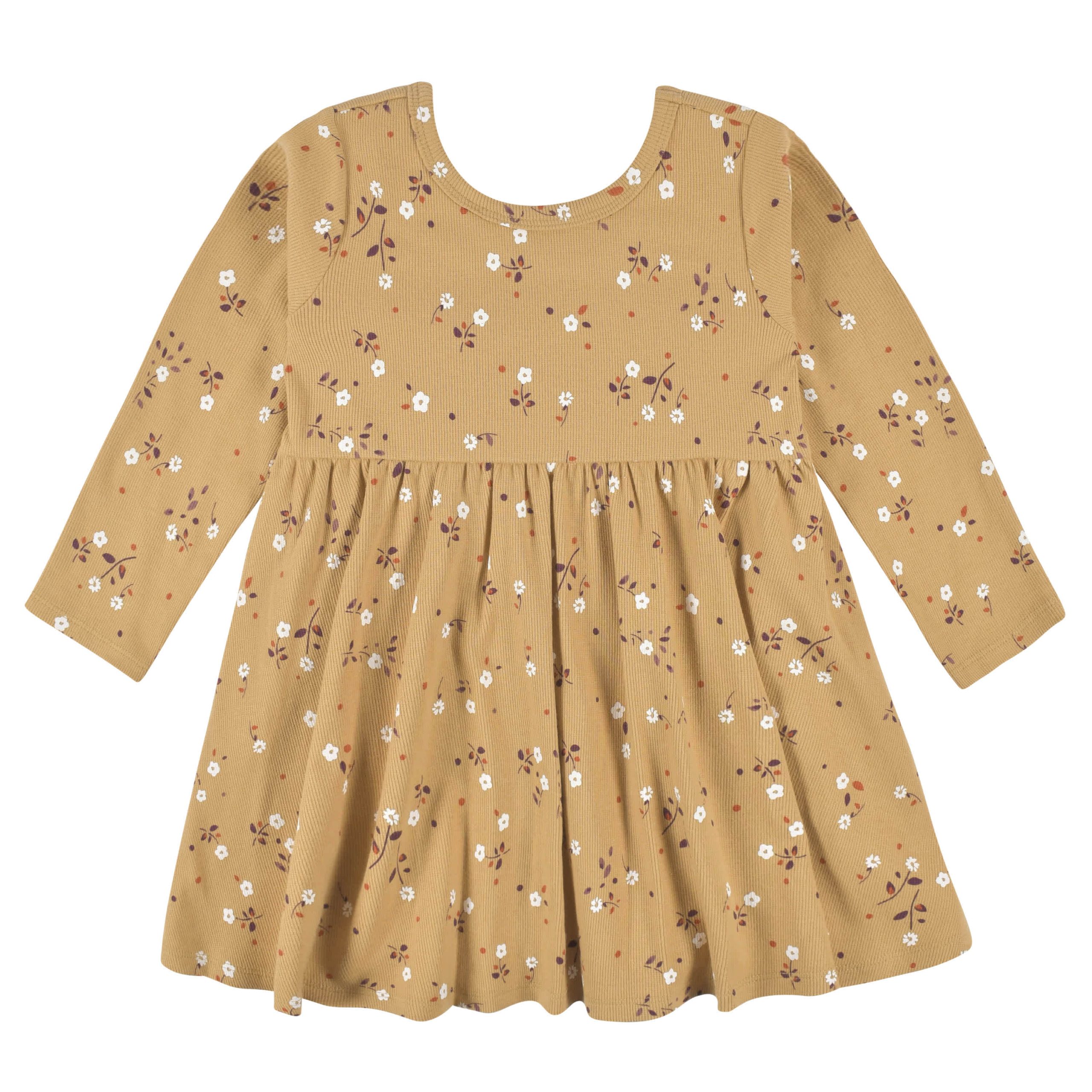 2-Pack Infant & Toddler Girls Mustard Floral Long Sleeve Dresses - Image 6