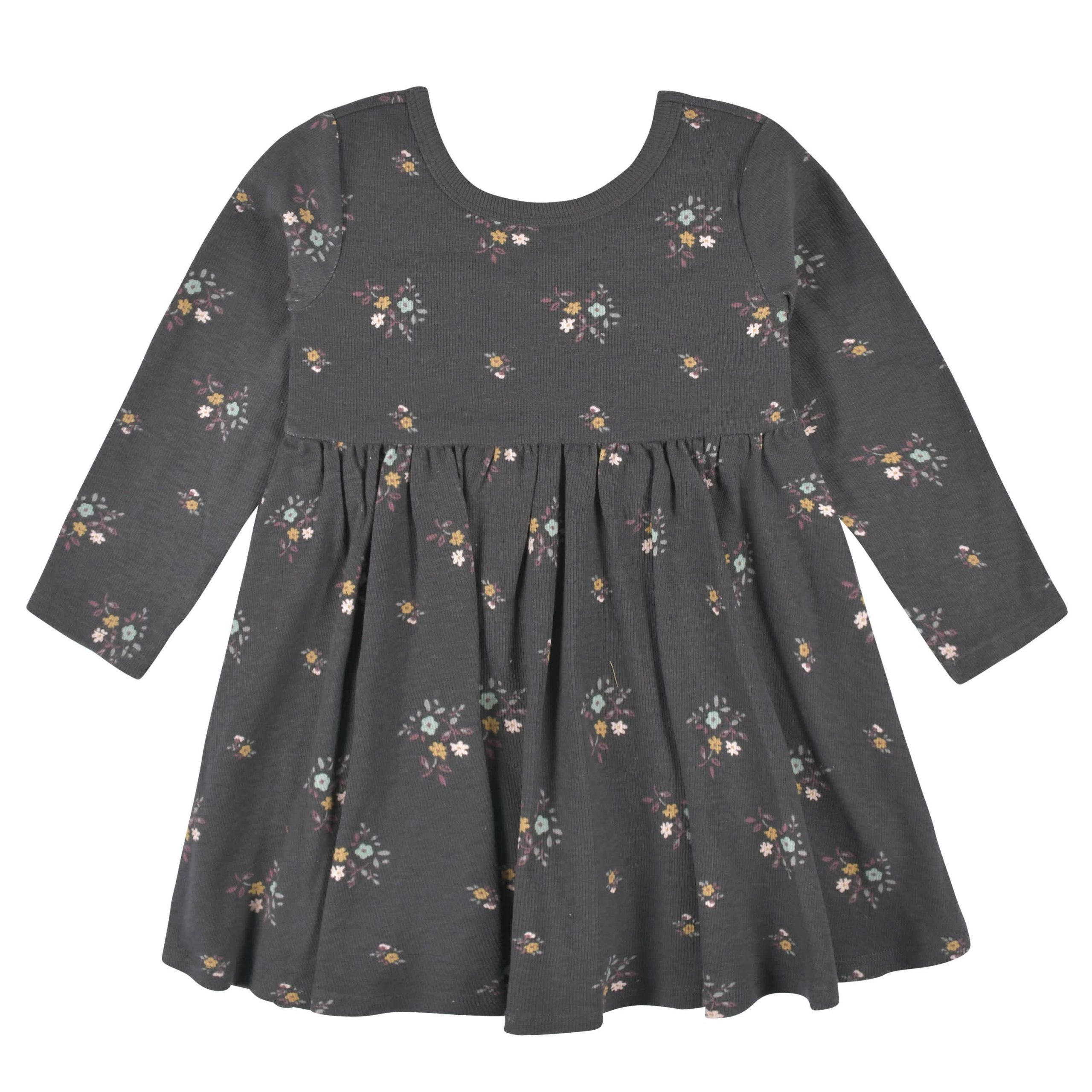 2-Pack Infant & Toddler Girls Mustard Floral Long Sleeve Dresses - Image 8