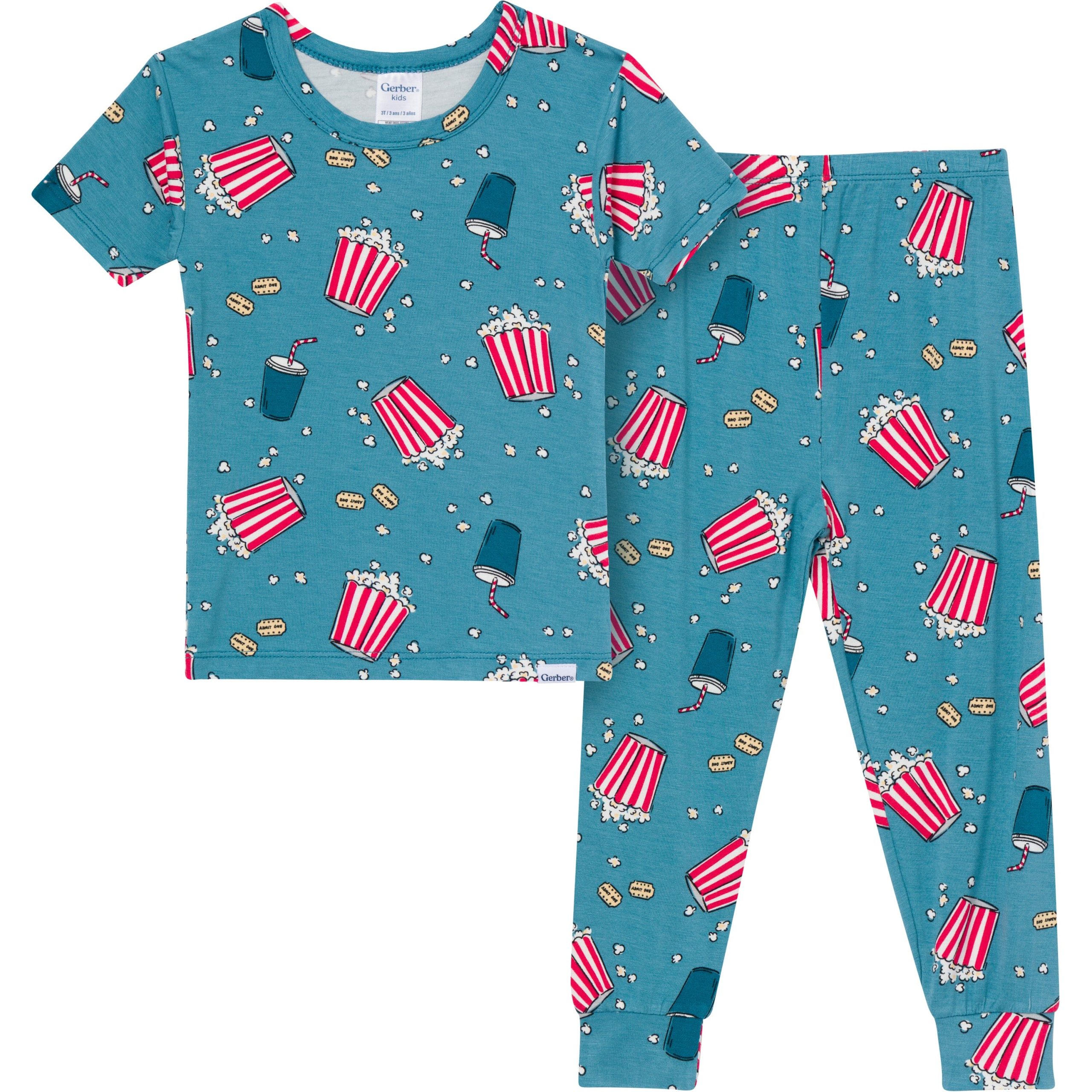 2-Piece Big Kids Neutral Movie Night Pajamas