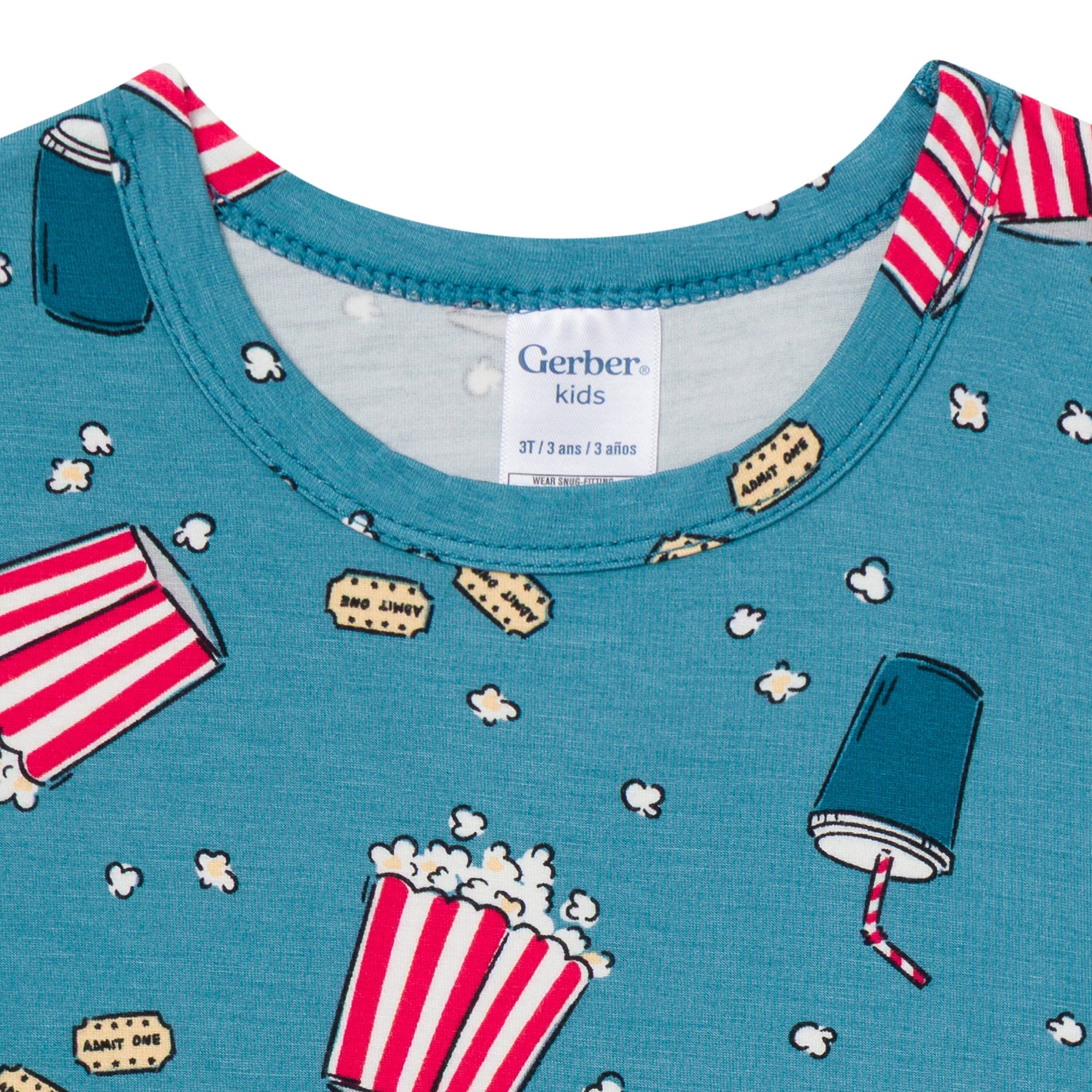 2-Piece Big Kids Neutral Movie Night Pajamas - Image 3