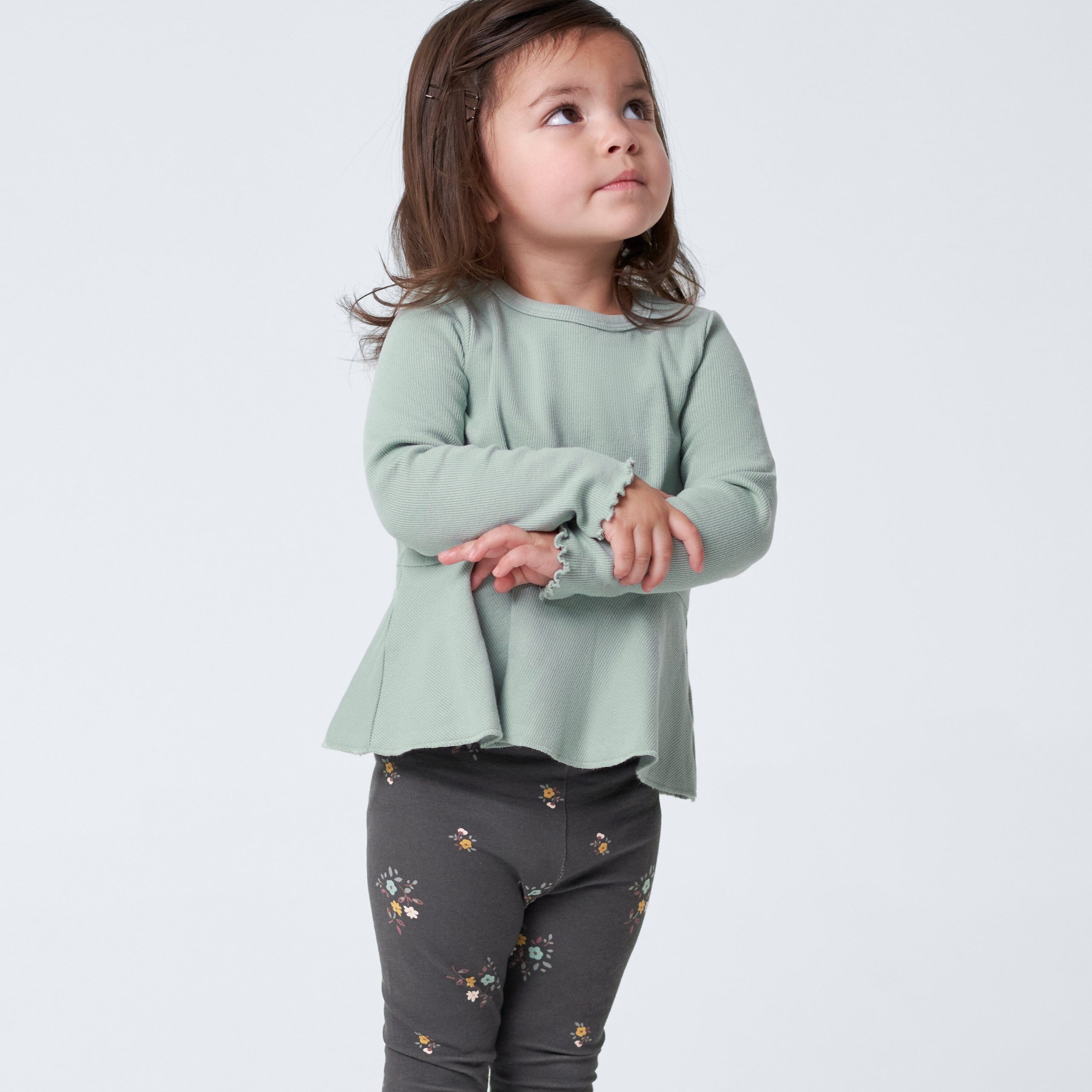 3-Pack Infant & Toddler Girls Mustard & Charcoal Floral Leggings - Image 3