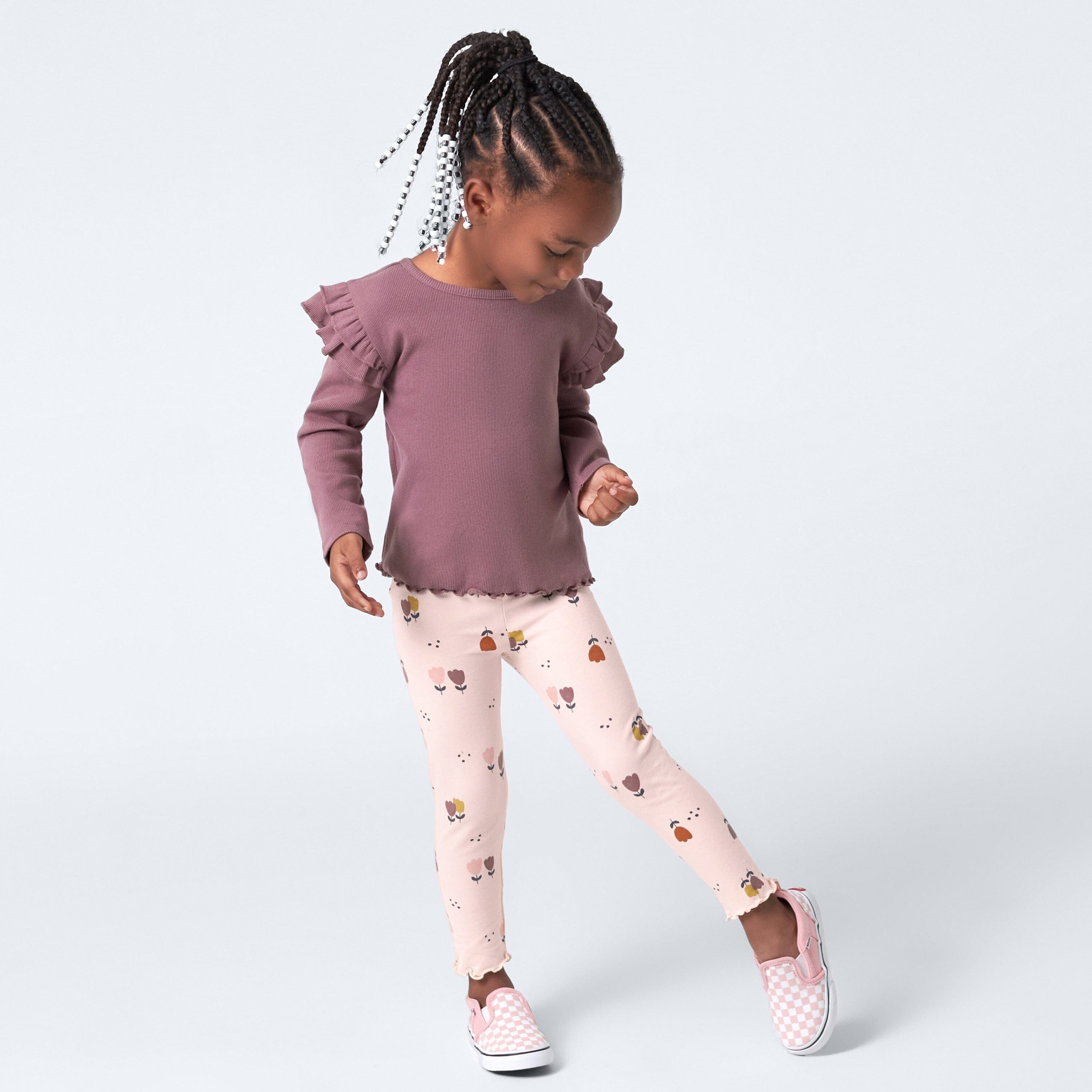 3-Pack Infant & Toddler Girls Burgundy Floral Leggings - Image 2