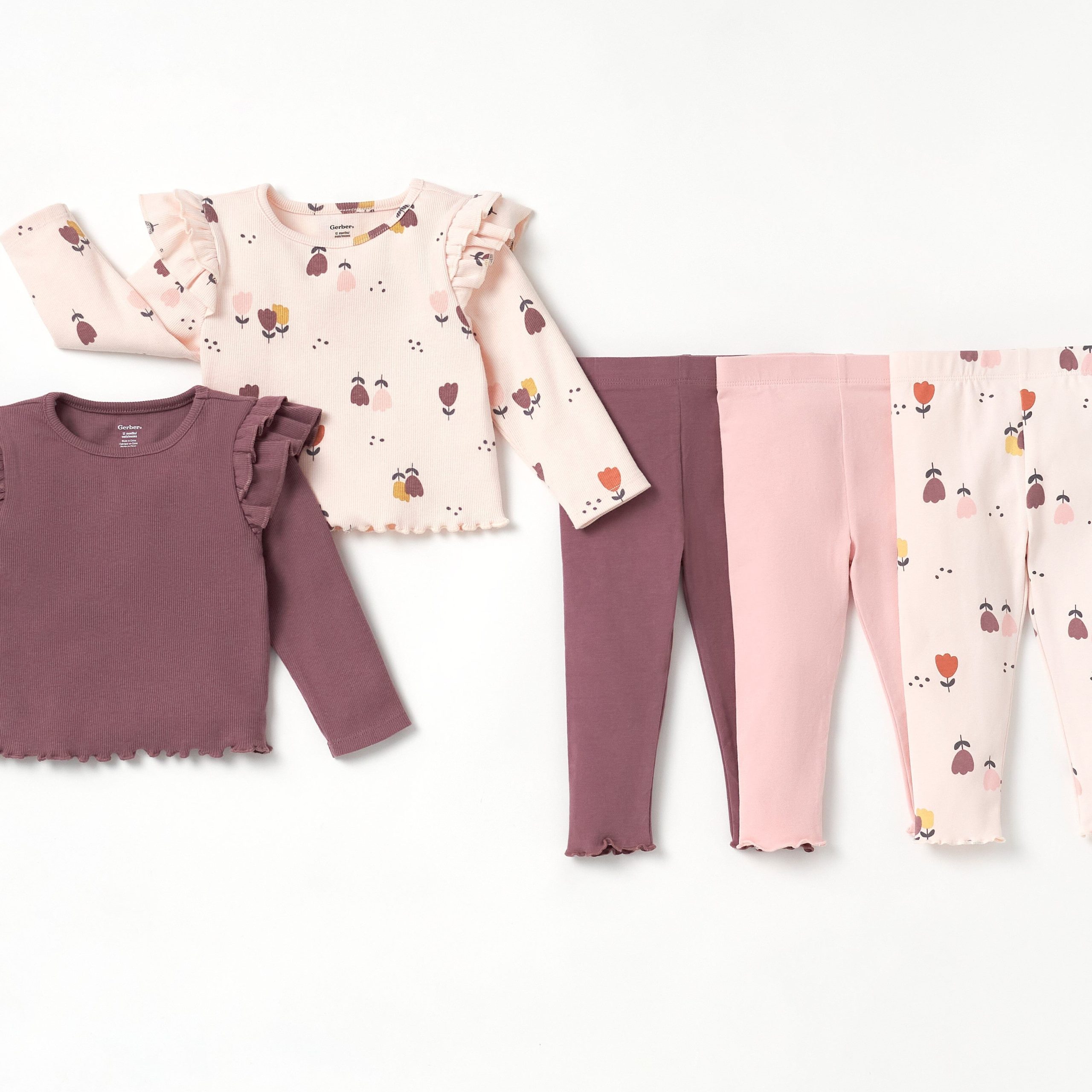 3-Pack Infant & Toddler Girls Burgundy Floral Leggings - Image 7