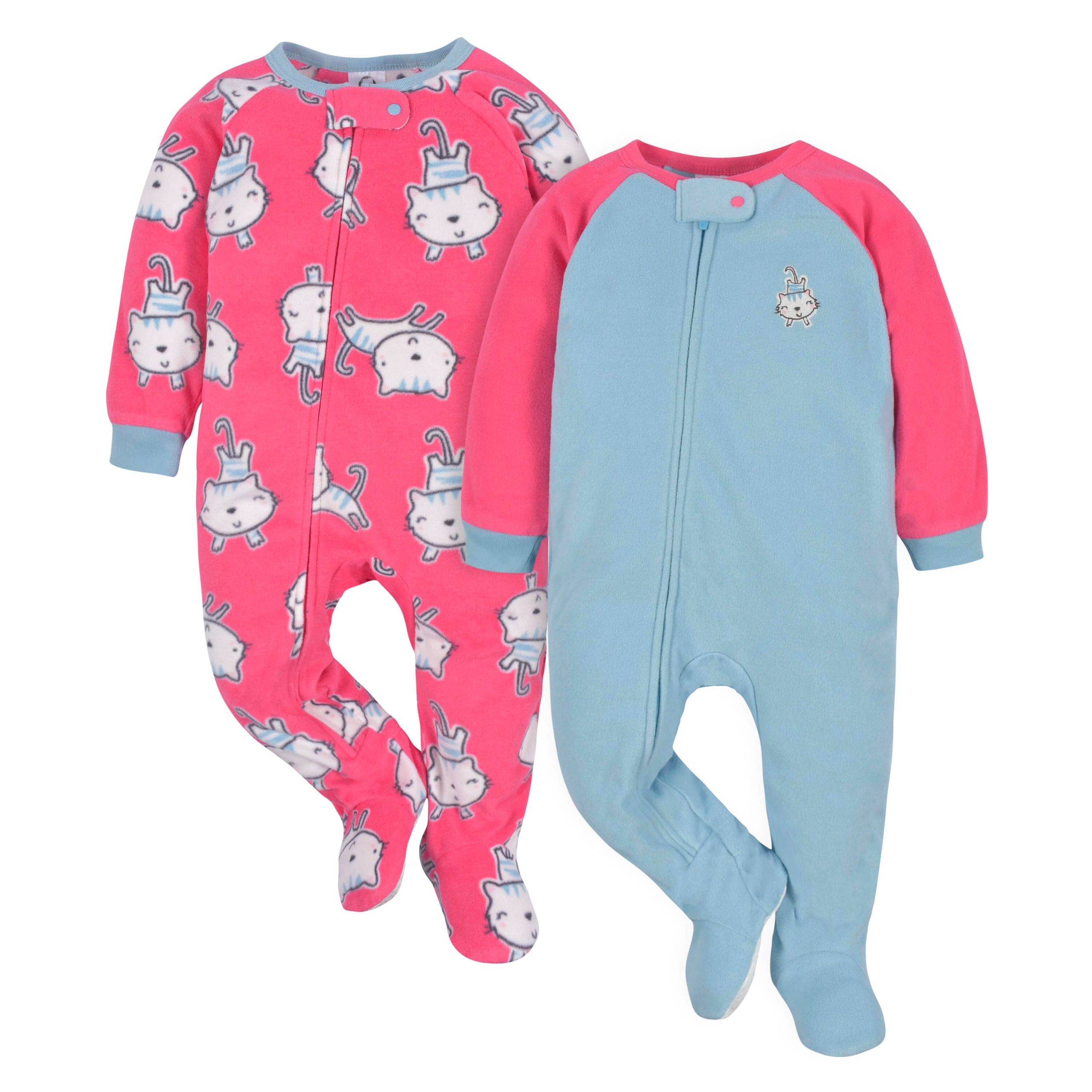 4-Pack Baby & Toddler Girls Tiger & Cutie Fleece Pajamas - Image 6
