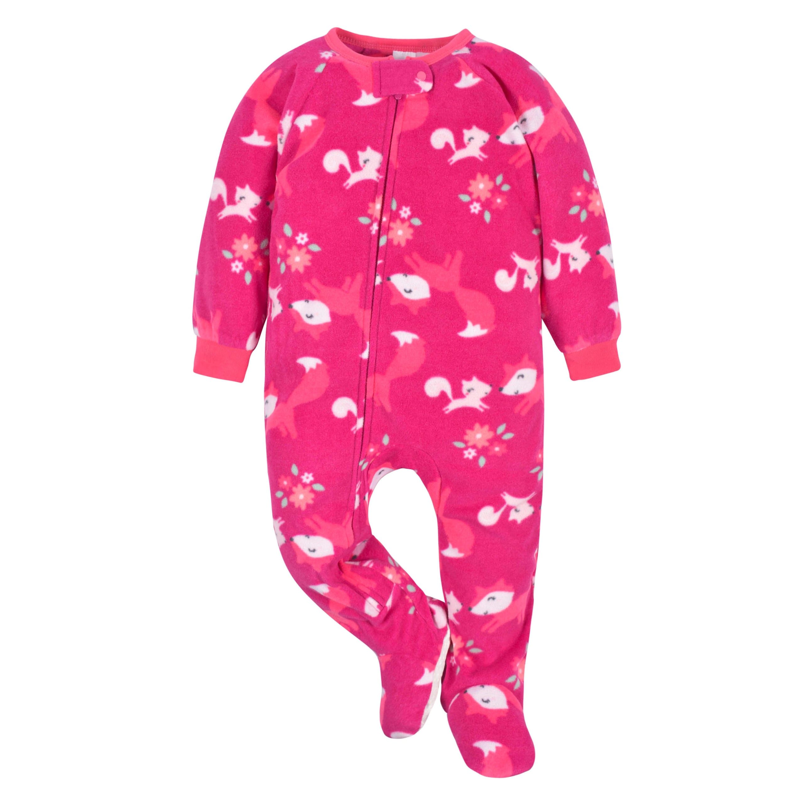 4-Pack Baby & Toddler Girls Fox & Floral Fleece Pajamas - Image 9