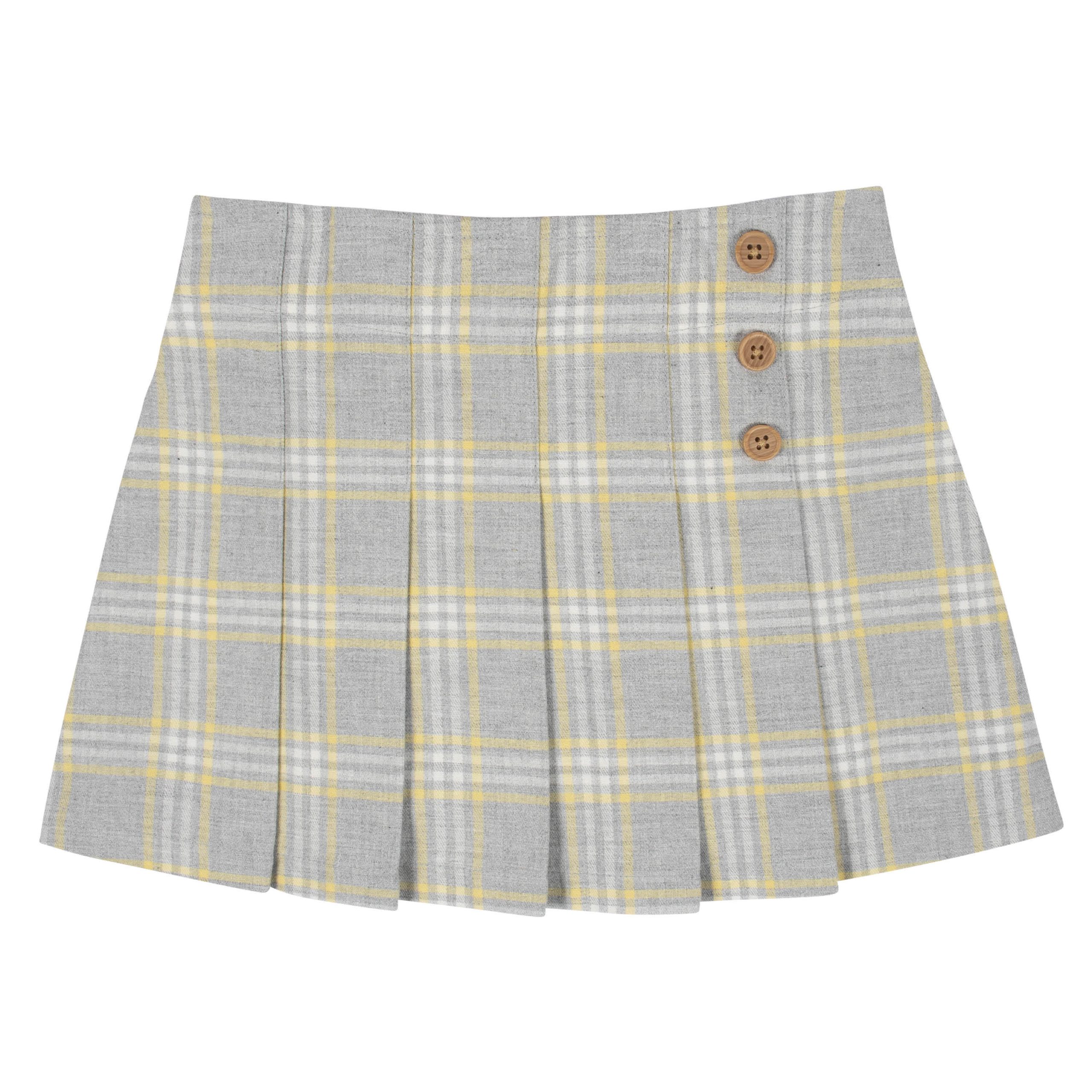 2-Piece Infant & Toddler Girls Mustard Plaid Tee & Skirt Set - Image 6